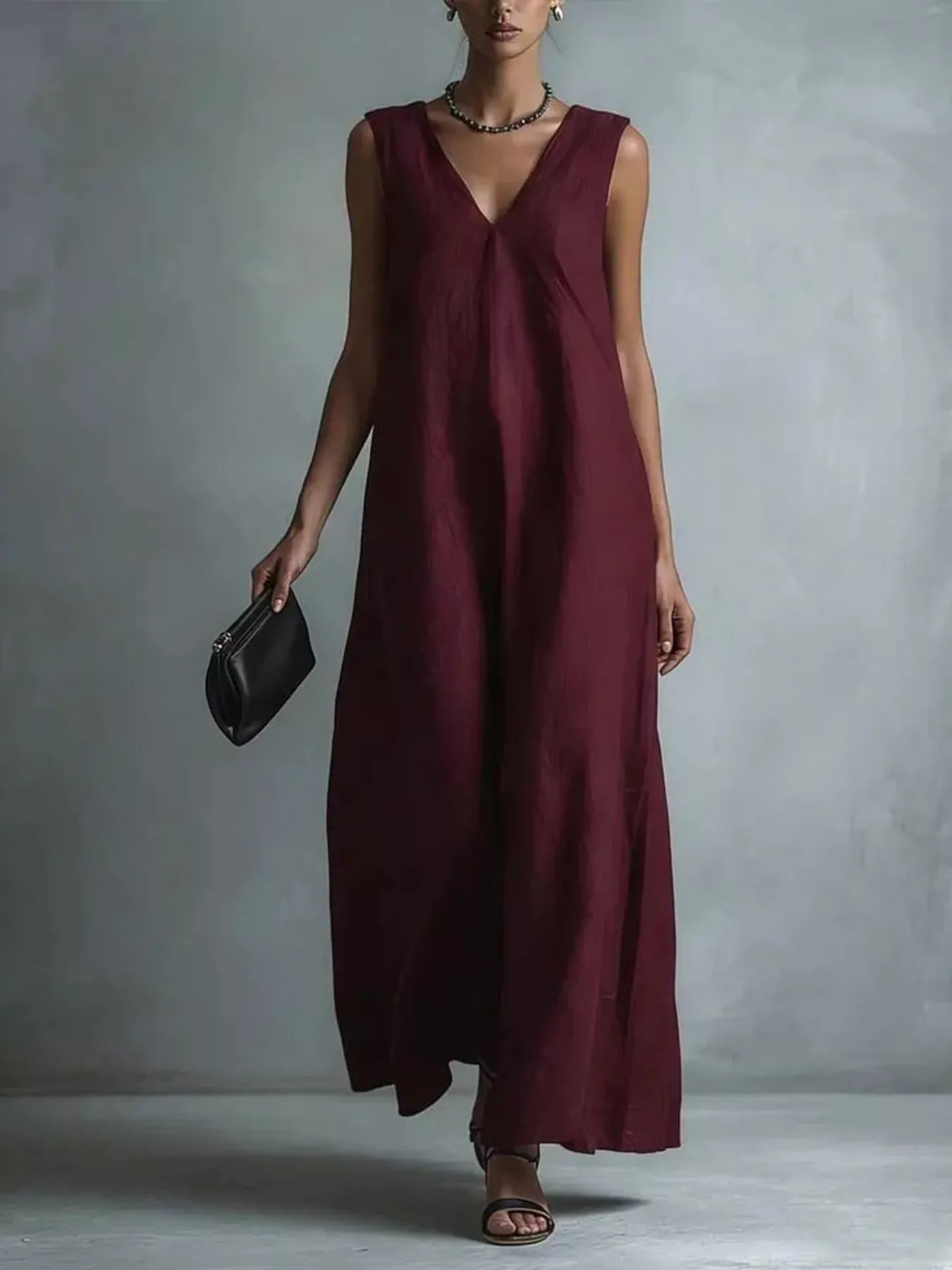 Full Size V-Neck Sleeveless Maxi Dress Plus Size