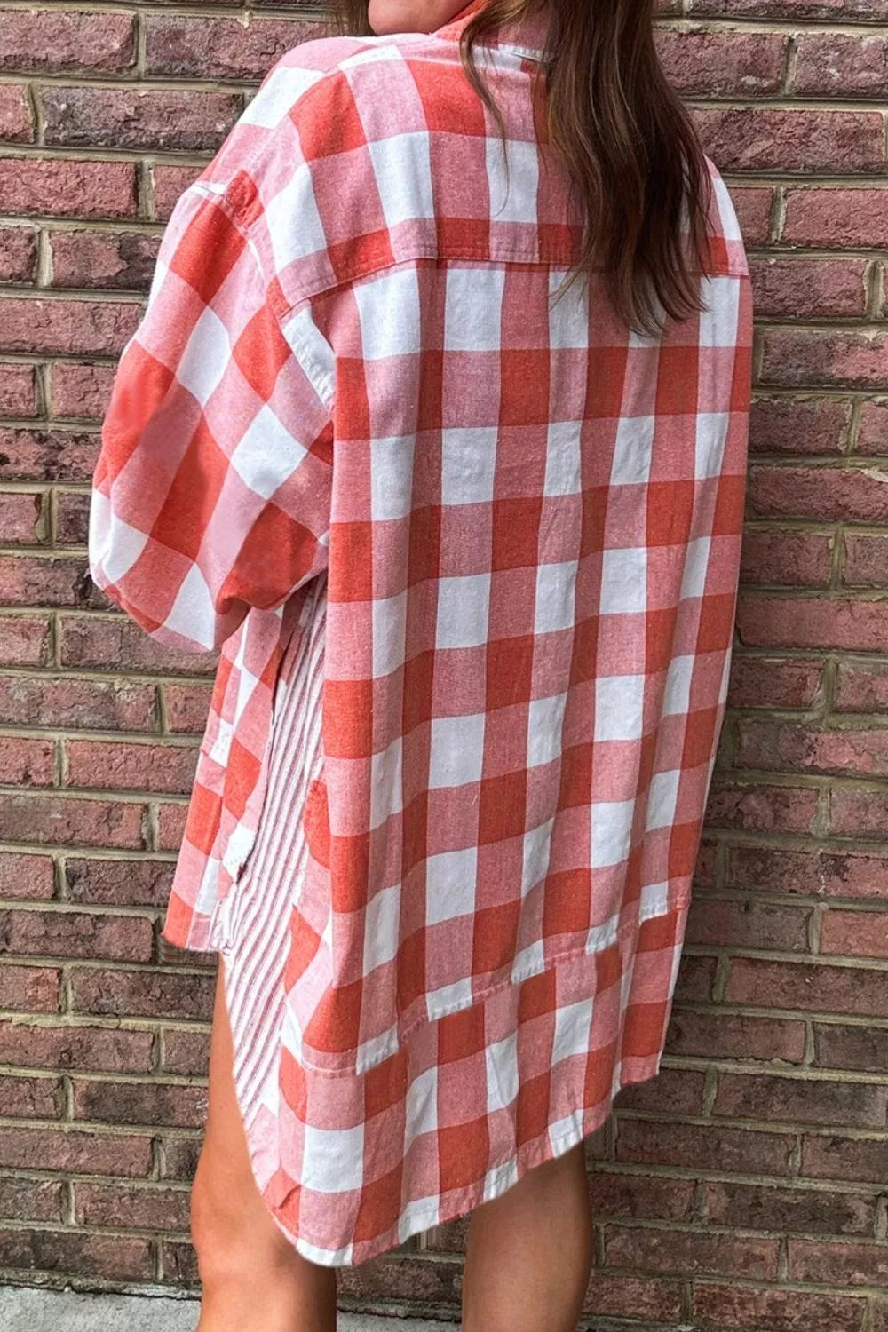 Oversized Plaid Button-Down Shirt Dress