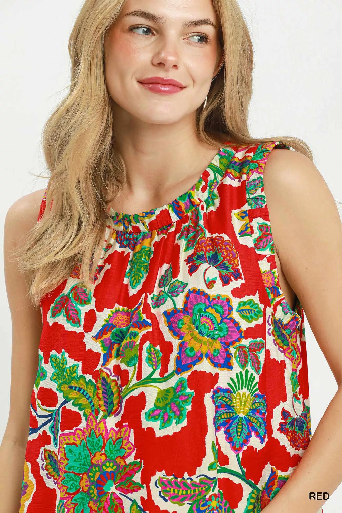 Umgee Abstract Print Sleeveless Shift Dress