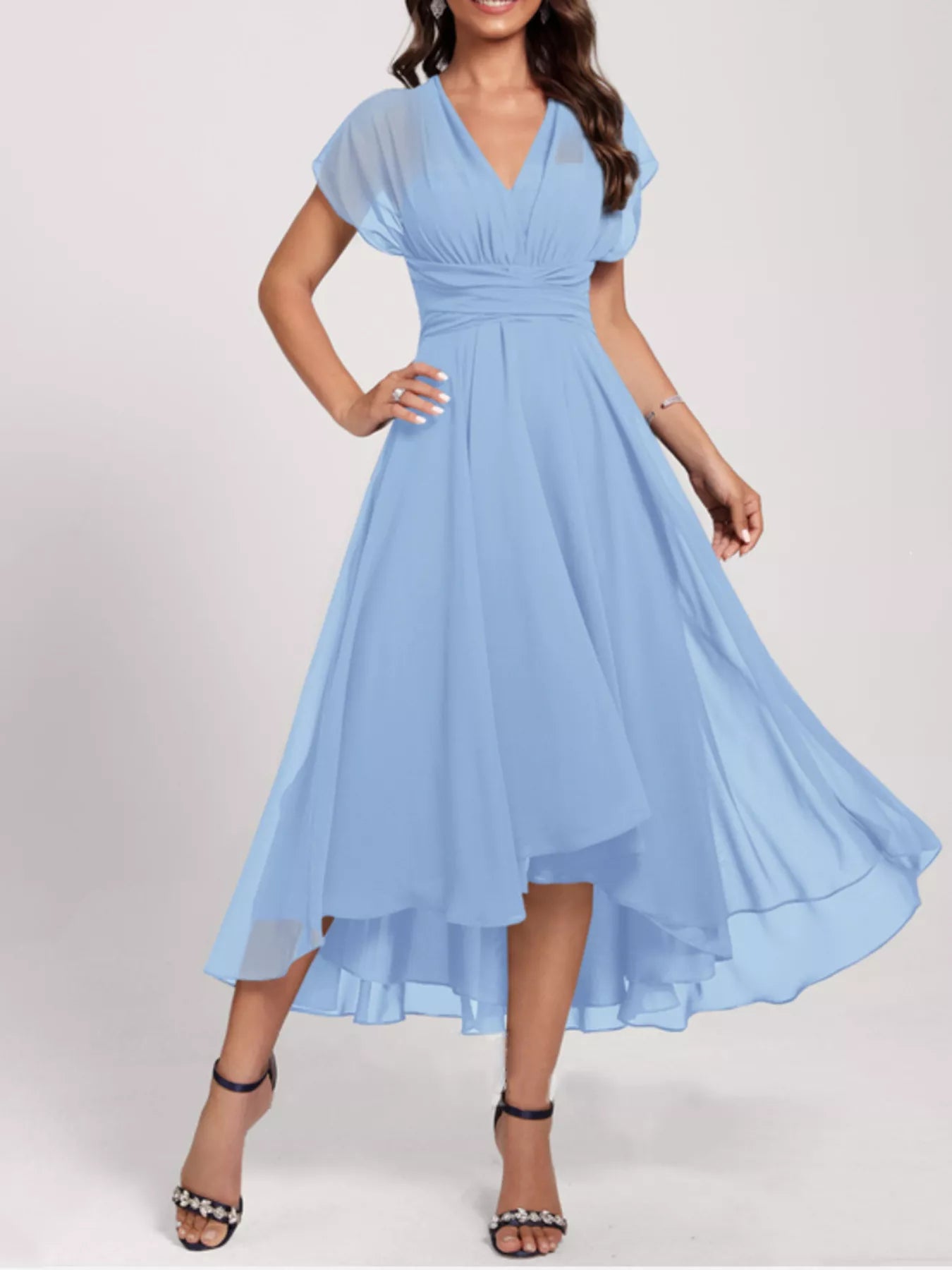 Ruched A-Line Midi Dress