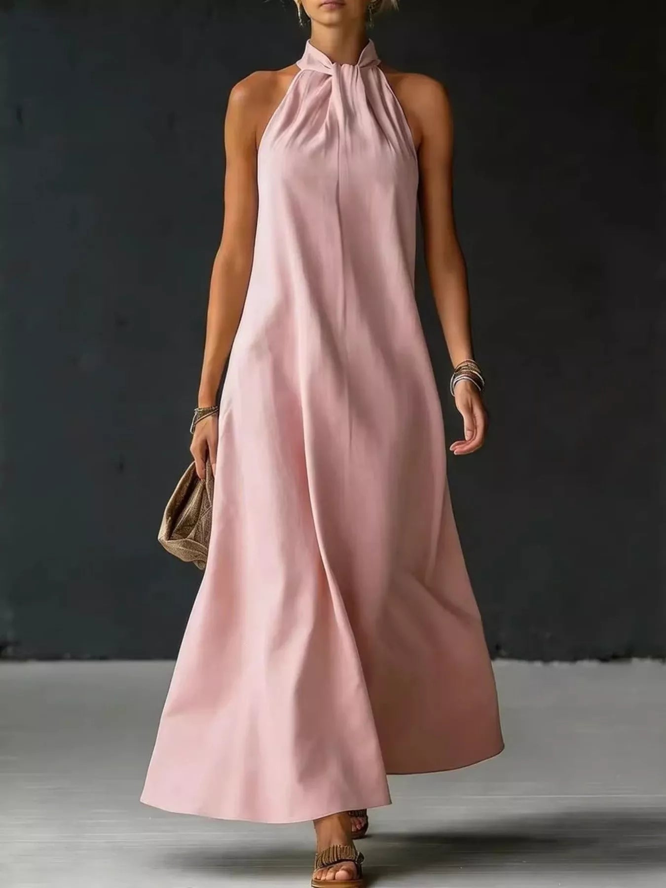 Full Size Halter Neck Maxi Dress Plus Size