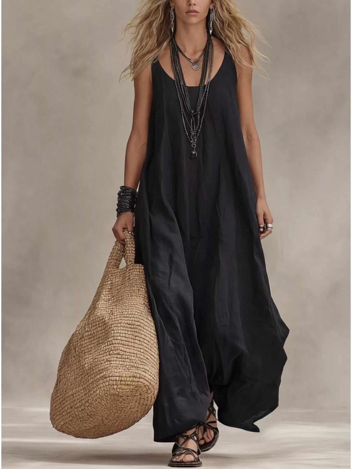 Full Size Scoop Neck Sleeveless Maxi Dress Plus Size