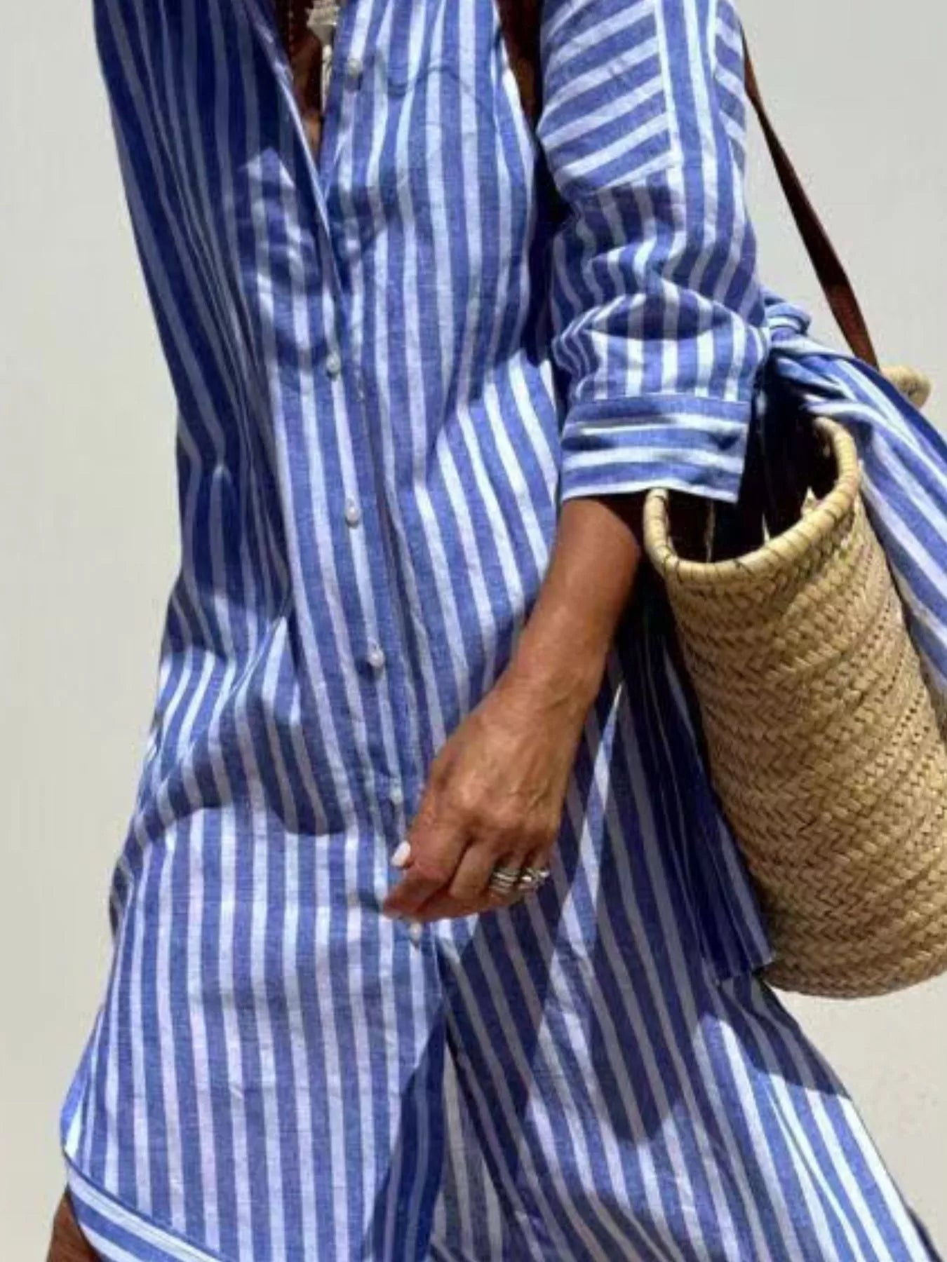 Full Size Printed Button-Down Midi Dress Plus Size