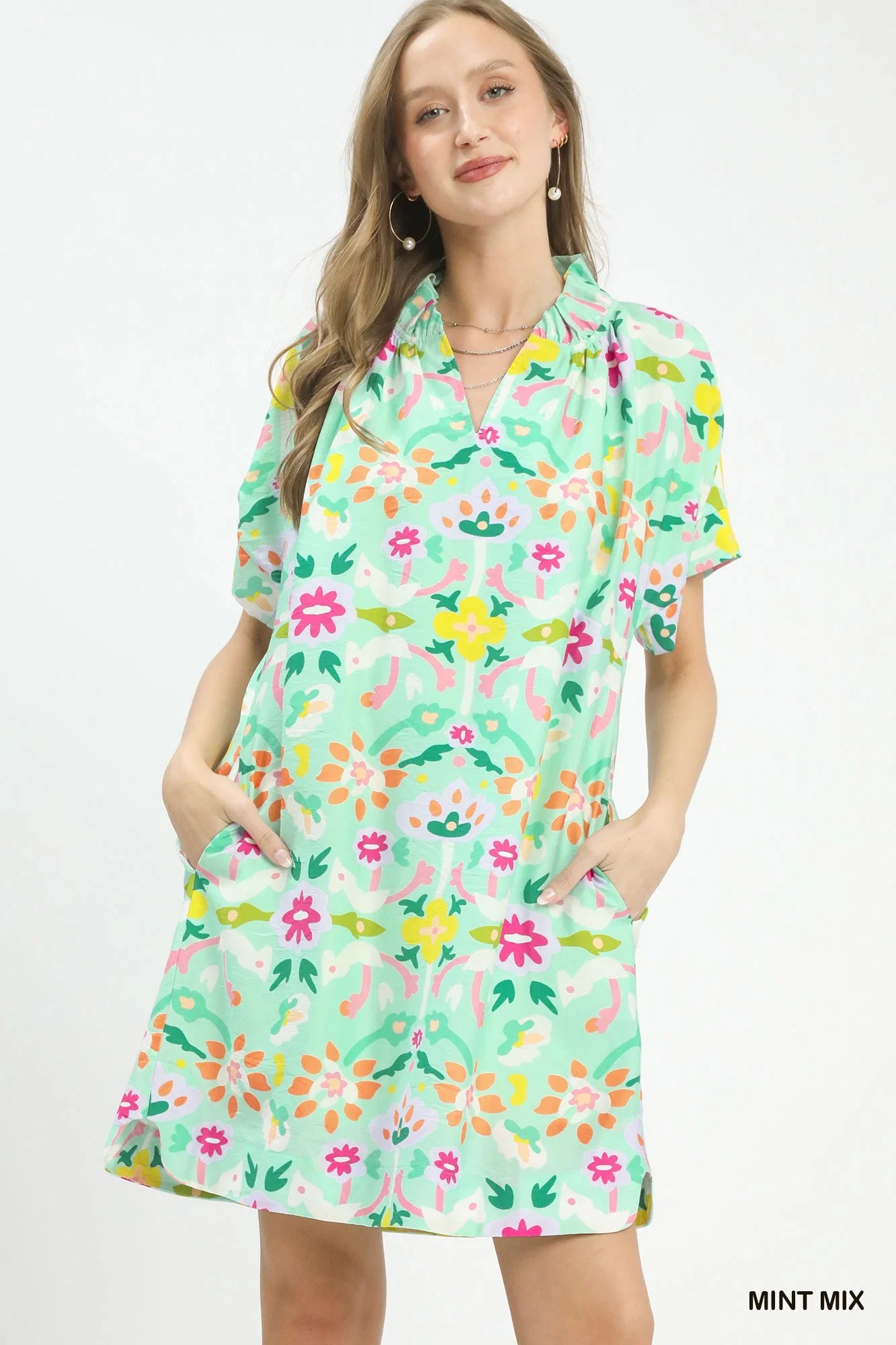 Umgee Abstract Floral Shift Dress