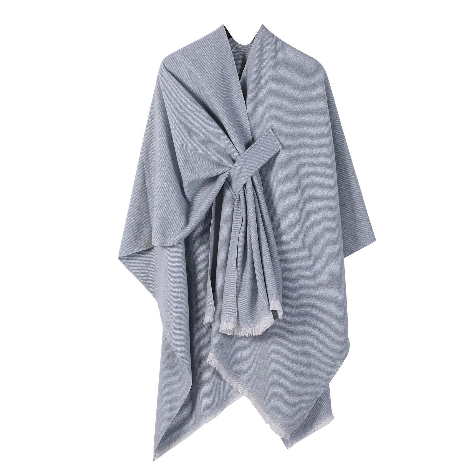 Autumn and winter solid color fashionable imitation cashmere shawl plain color split open cape