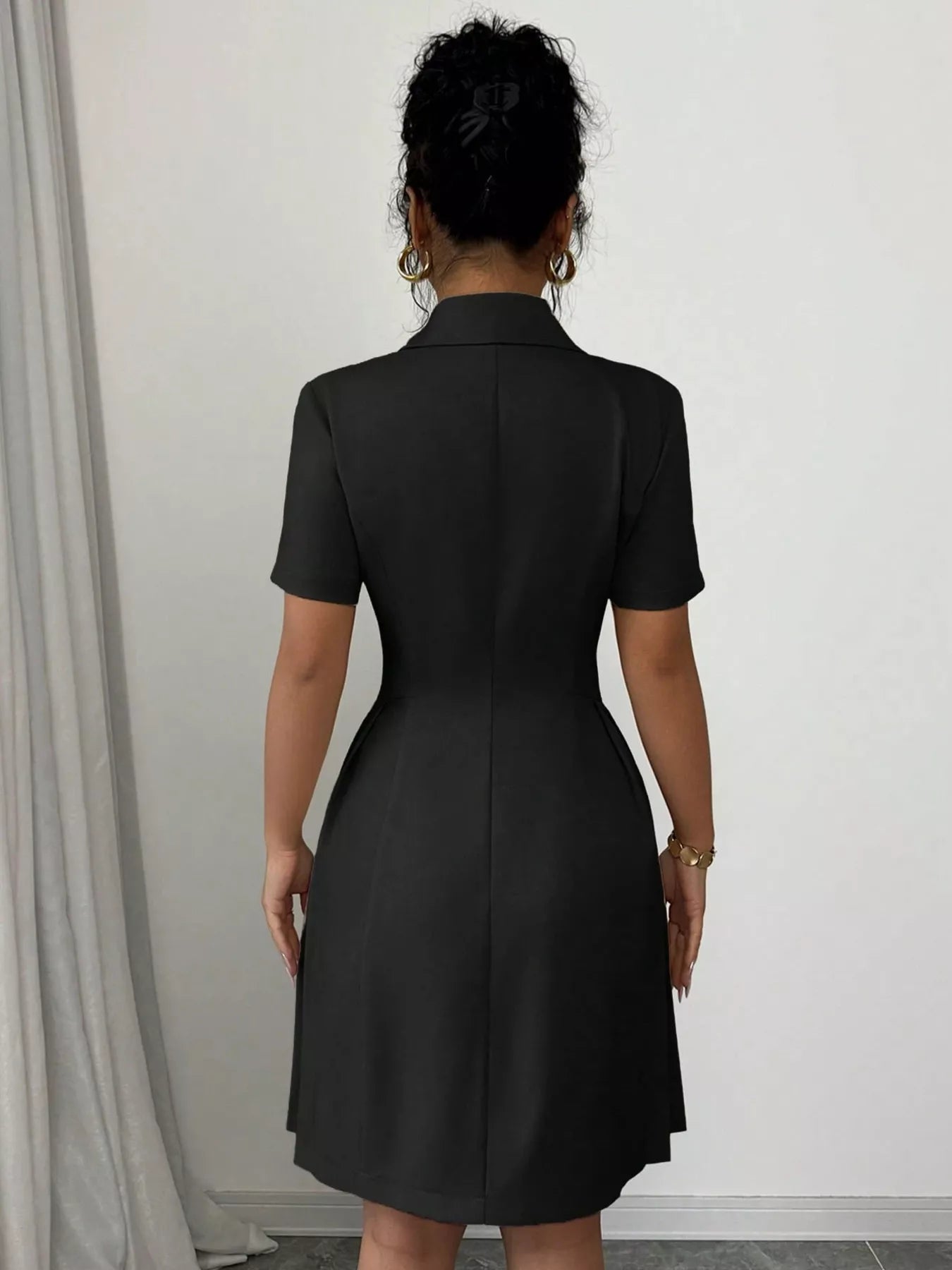 Double-Breasted Pleated Blazer Dress