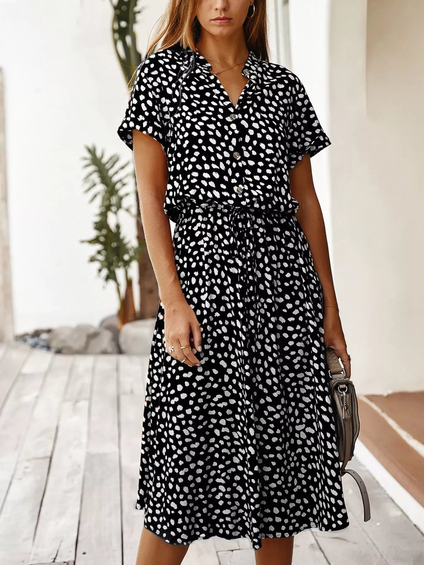 Animal Print Short Sleeve Dress