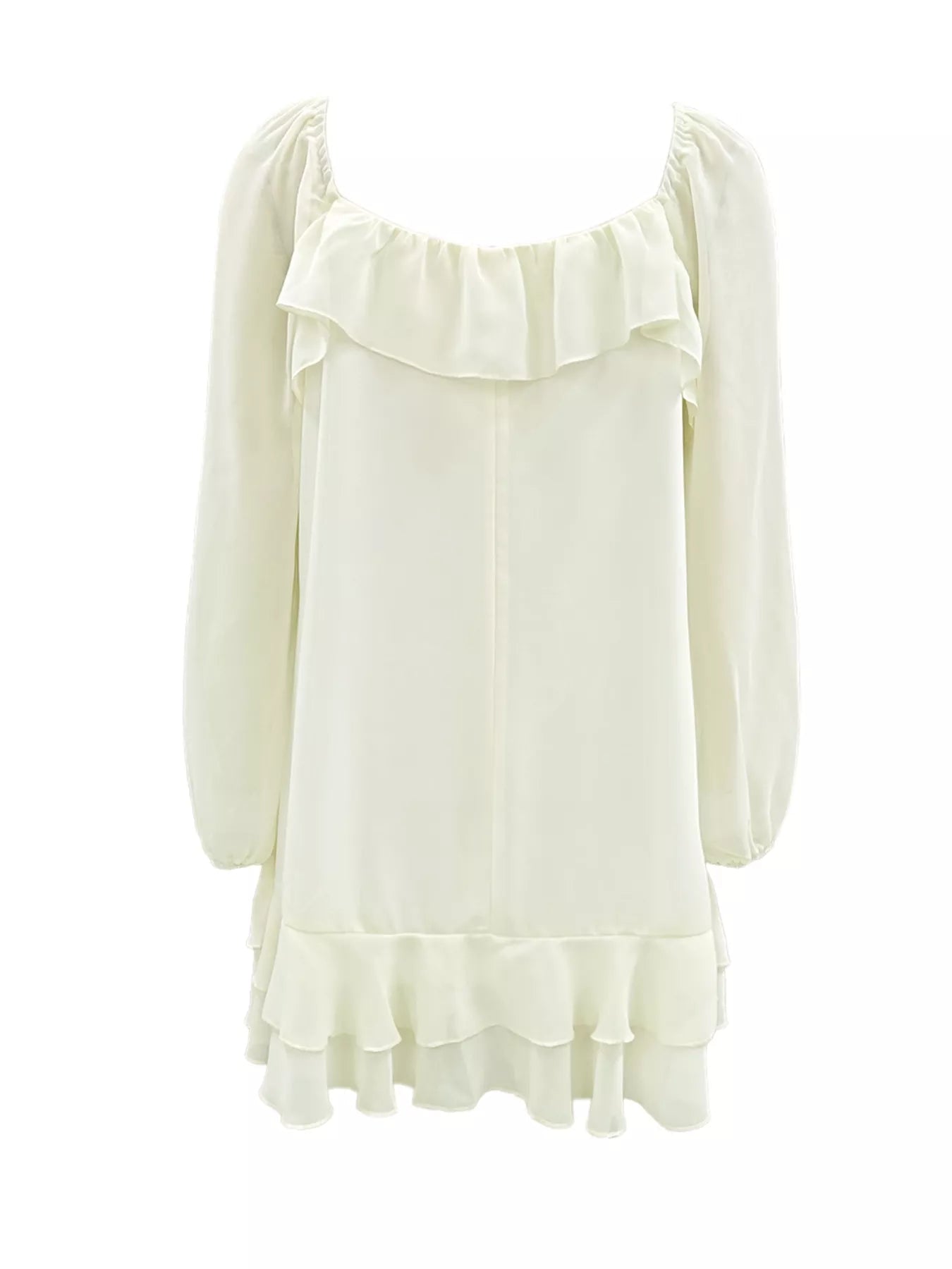 Ruffle Trimmed Long Sleeve Mini Dress