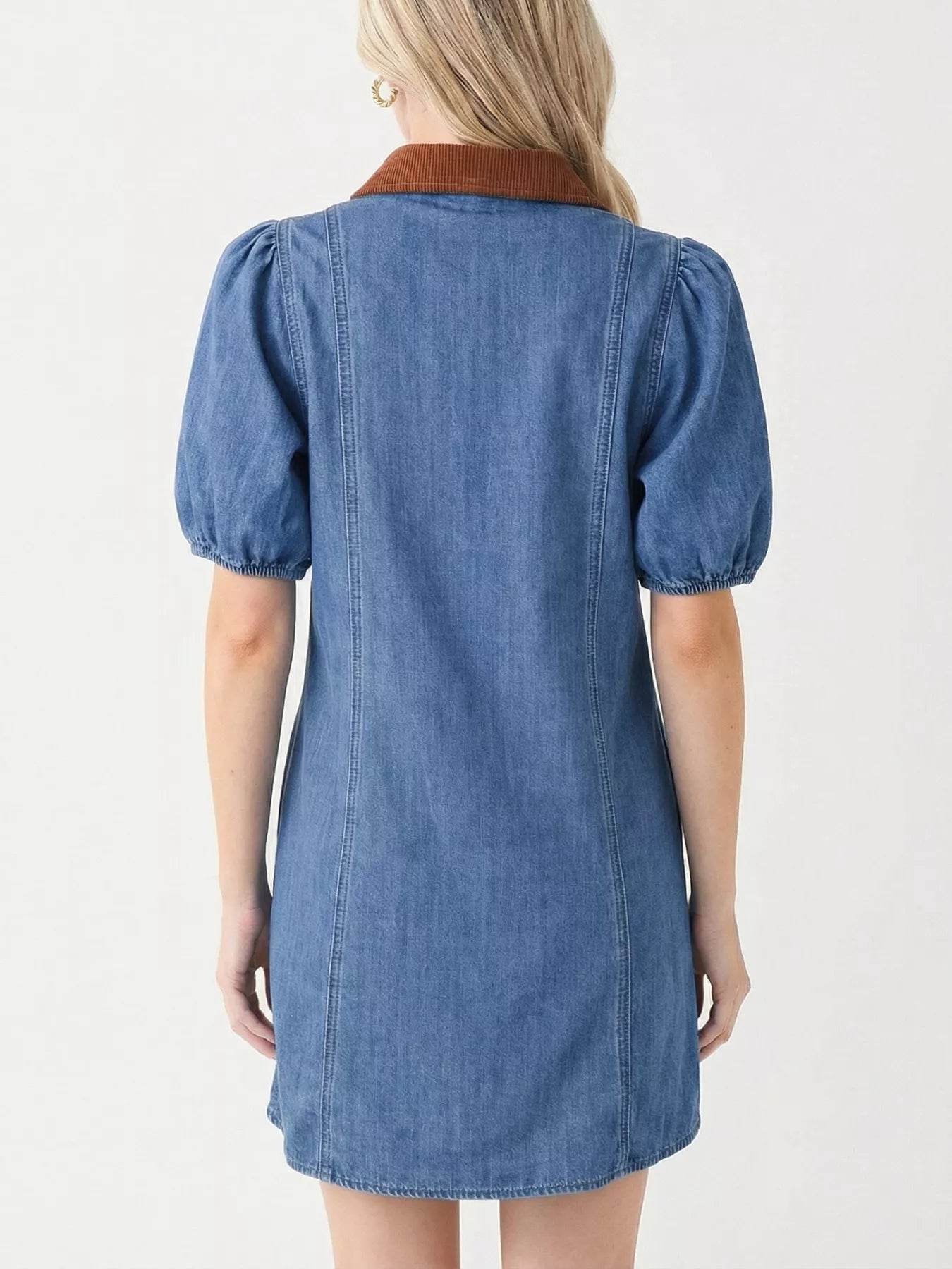 Button-Down Short Sleeve Denim Dress