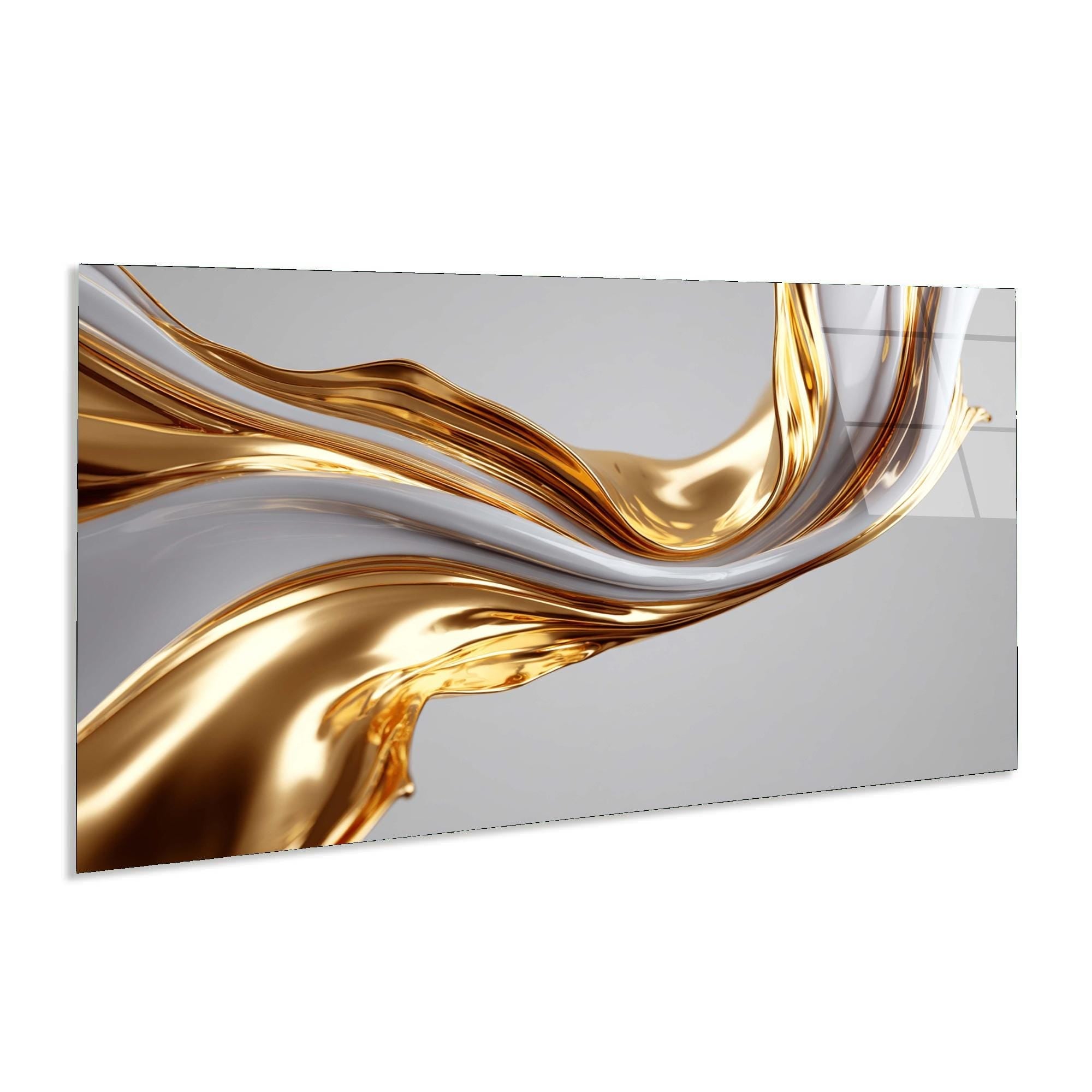 Gold & Ivory Abstract Glass Wall Art | Modern Luxury Decor