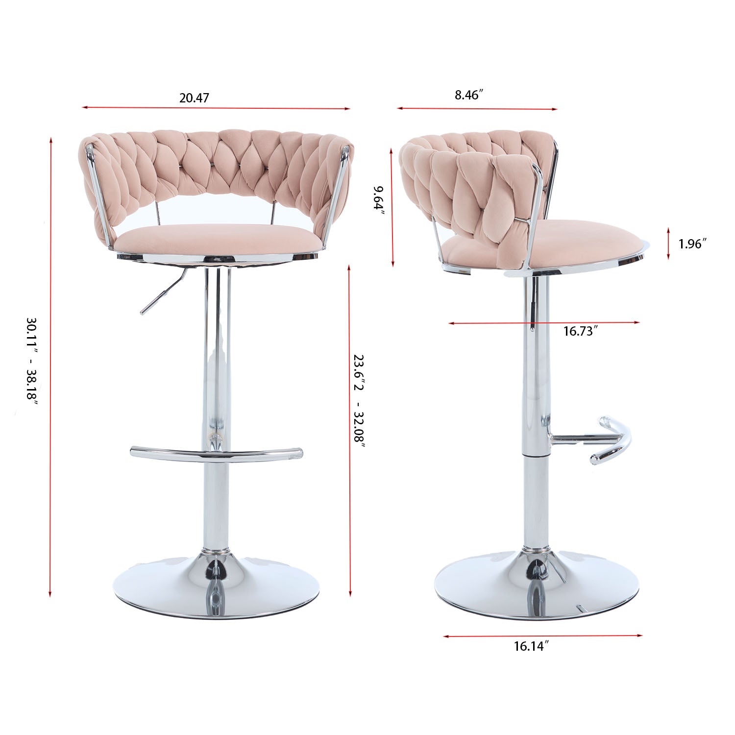 Set of 2 Bar Stools, with Strong Foam Seats