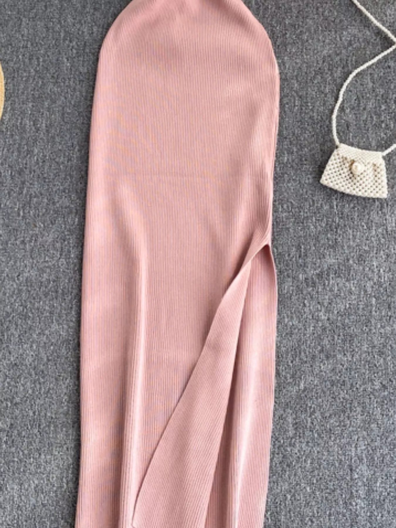Knot Back Sleeveless Knit Bodycon Midi Dres