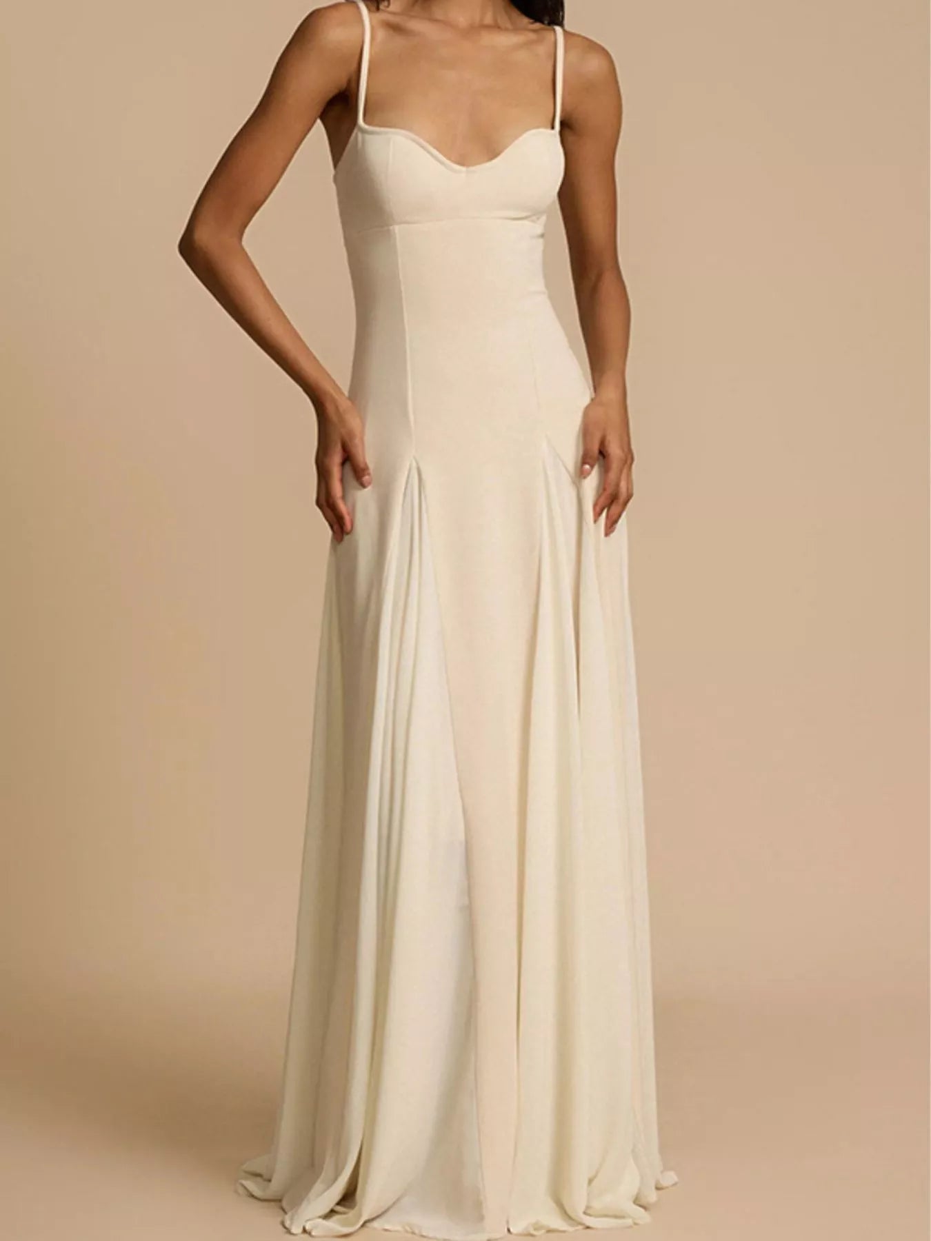 Sweetheart Neck Spaghetti Strap Flowy Maxi Dress