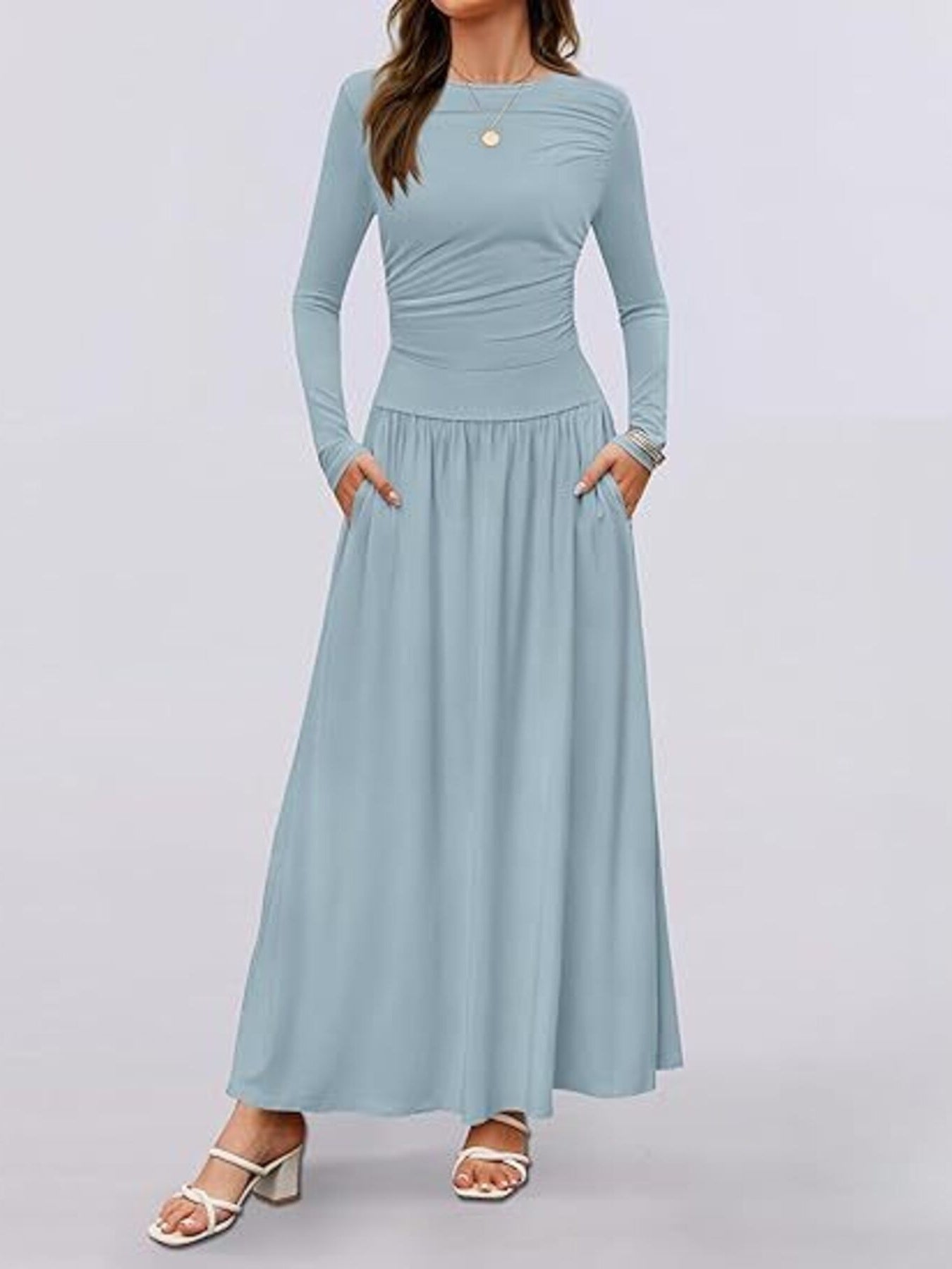 Long Sleeve Maxi Dress with Pockets