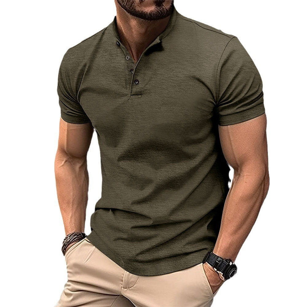 Men's Button Henley Neck Sports Polo Shirt