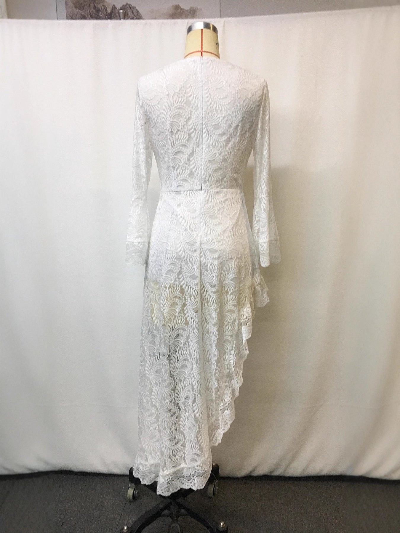 Lace High-Low V-Neck Dress