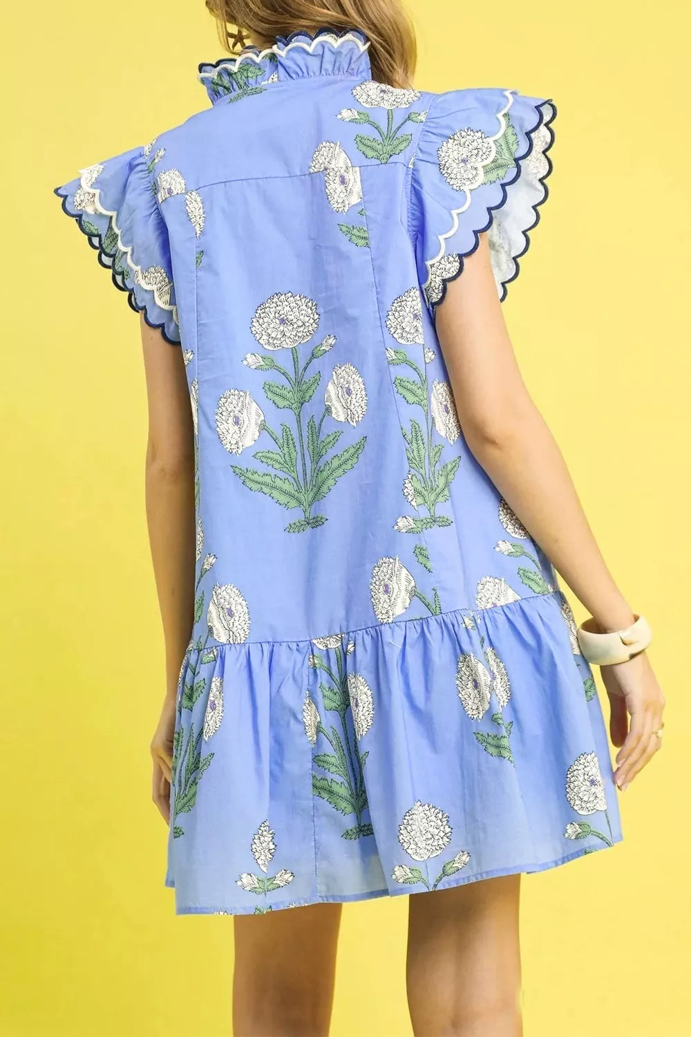 Floral Print Ruffle Sleeve Dress