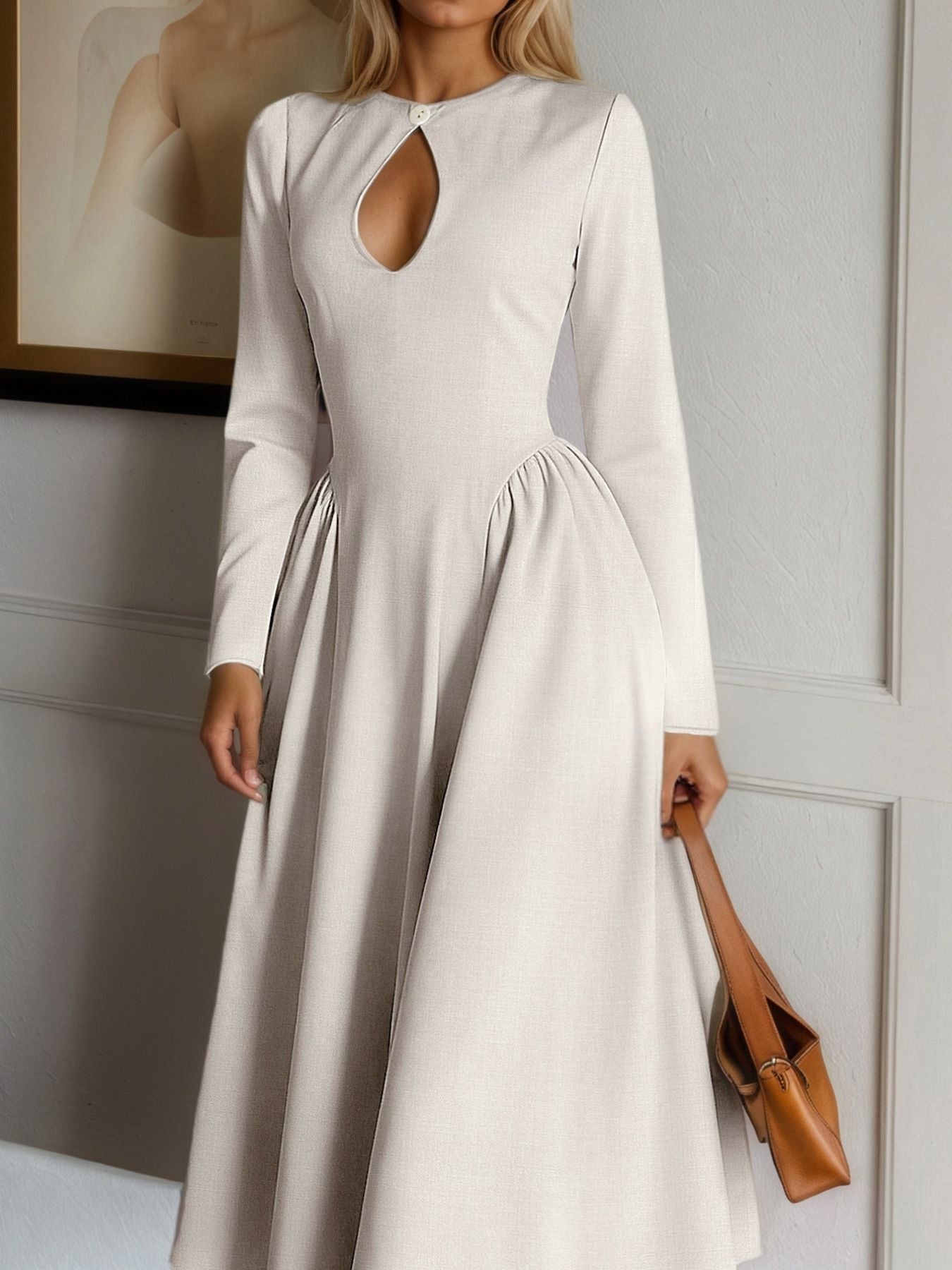 Keyhole Long Sleeve Midi Dress