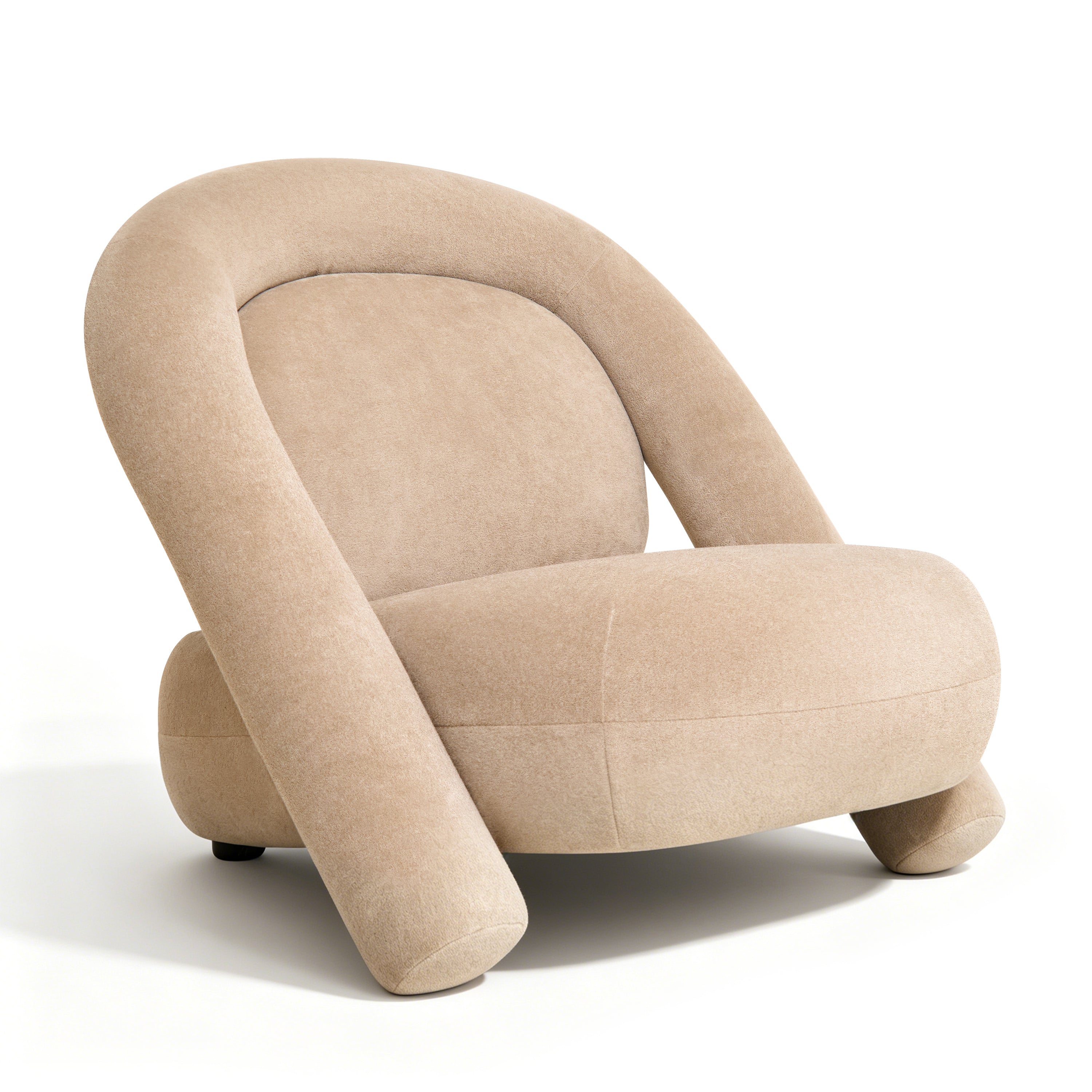 Lounge Chair in Dark Beige Velvet