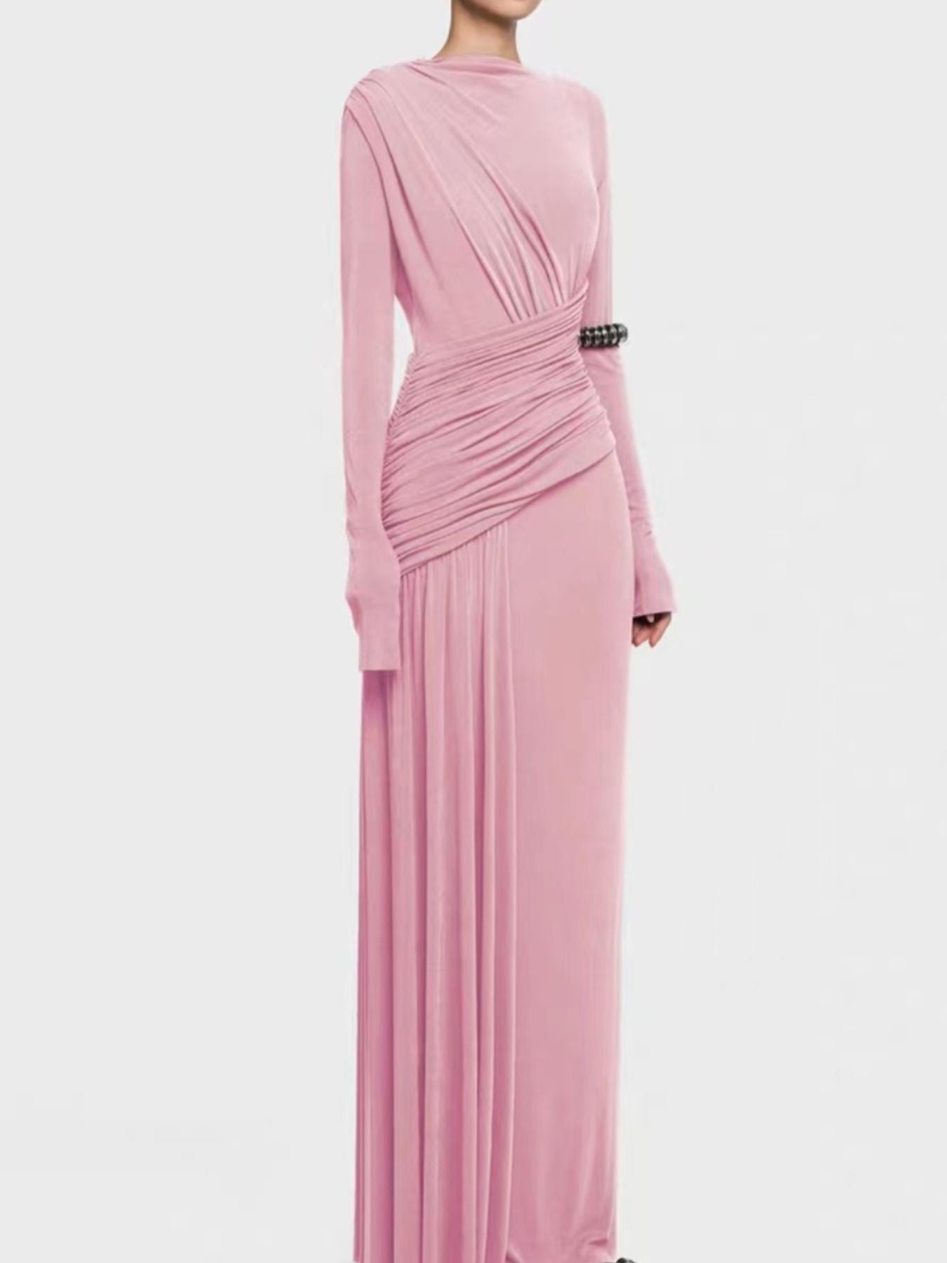 Ruched Long Sleeve Maxi Dress