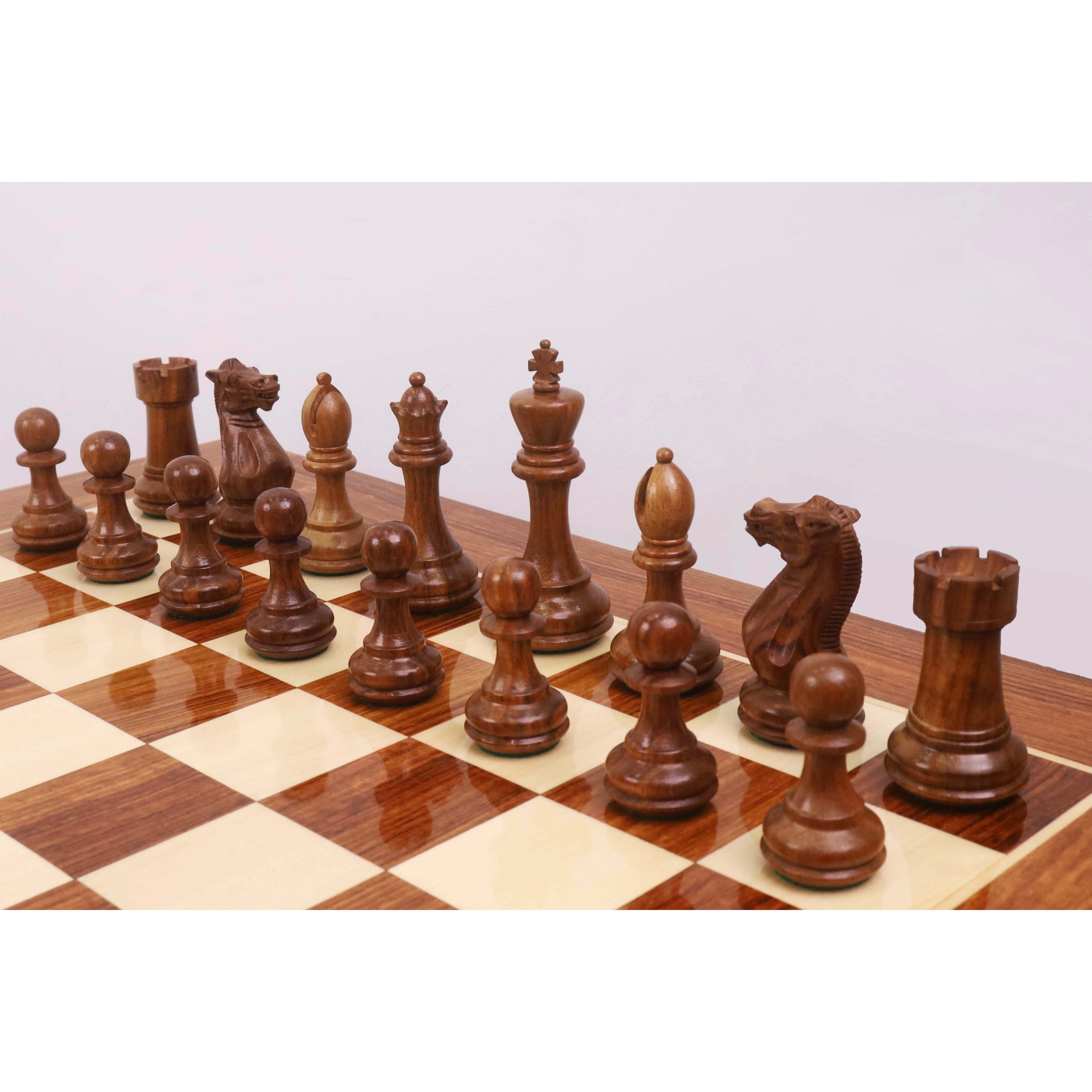 23" Tournament Chess Board Table with 4.1" Pro Staunton Weighted Wooden Chess Pieces - Golden Rosewood and Boxwood