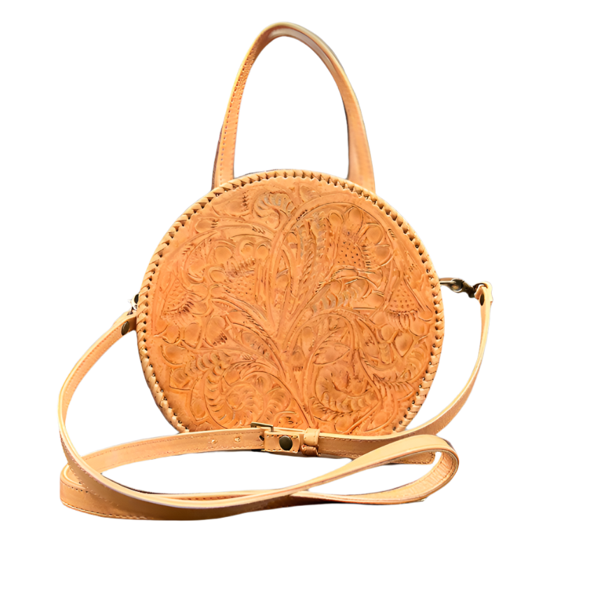 The Dixie| Hand-Tooled Leather Canteen Handbag