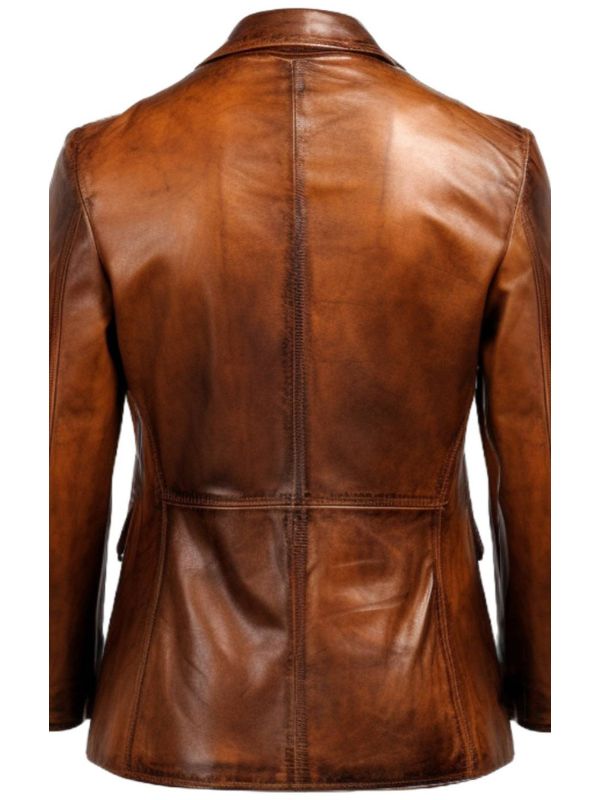 Men Brown Vintage Leather Blazer – Brown Leather Blazer
