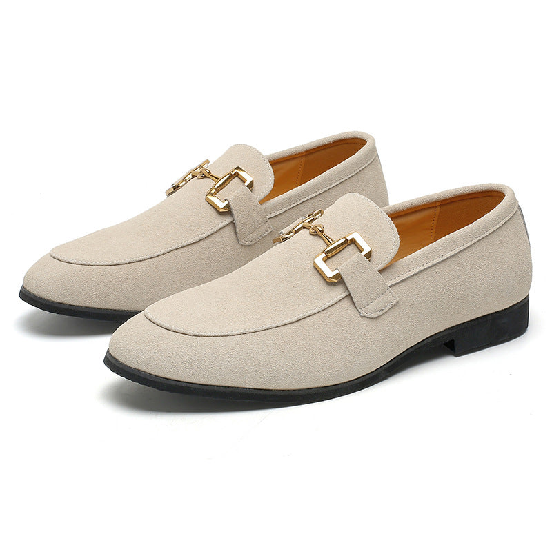 Mens Casual Leather Shoes With Metal Buckles