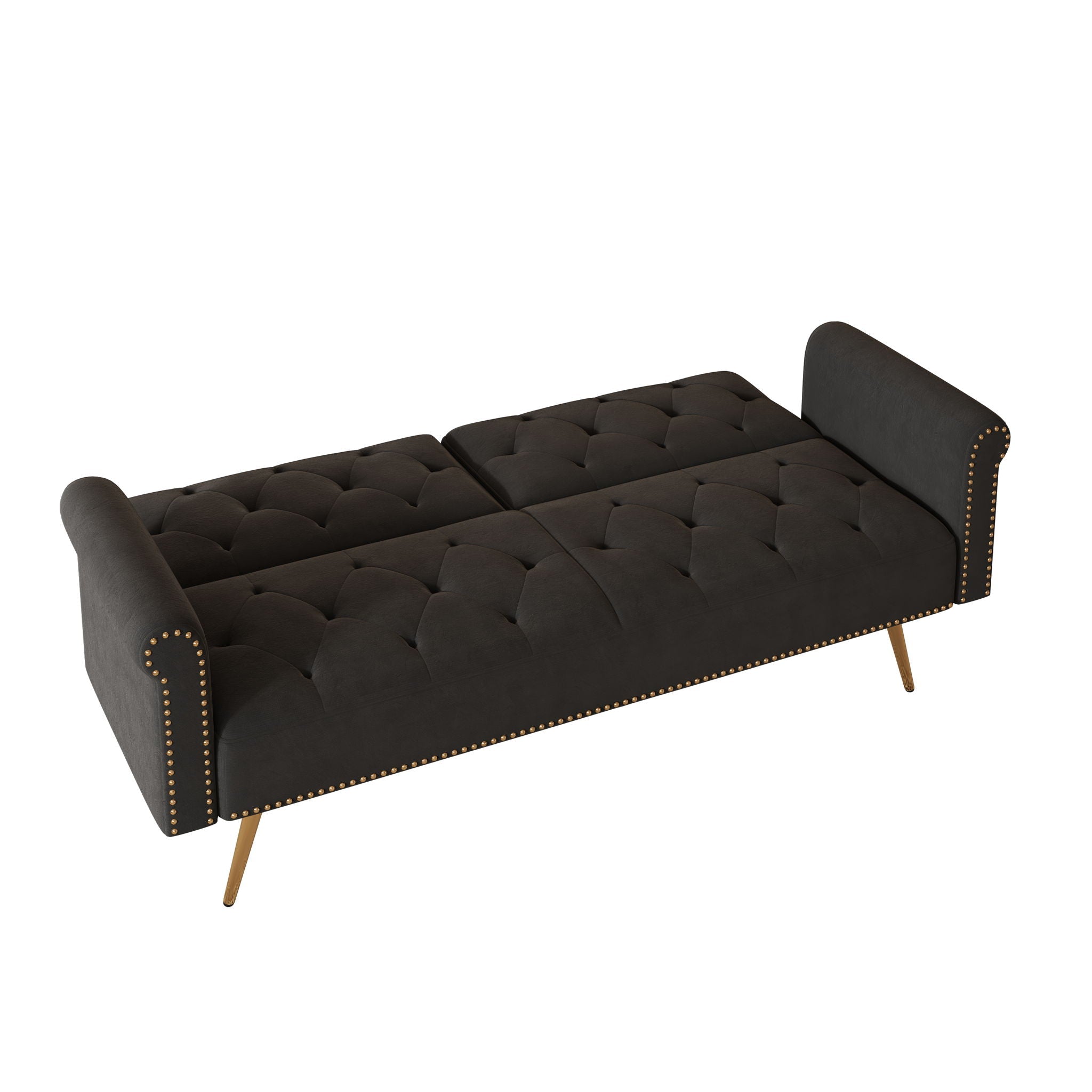 Luxurious Sofa Bed With Nail Head Trim And Matching Pillow