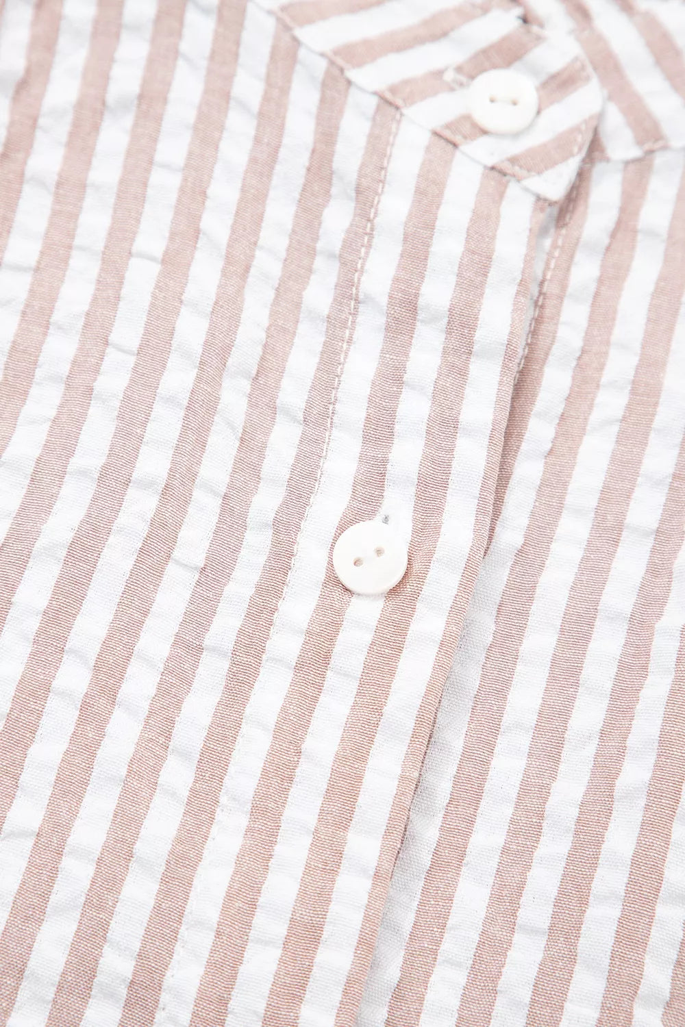 Stripe Frilled Collar Half Sleeve Shirt Dress