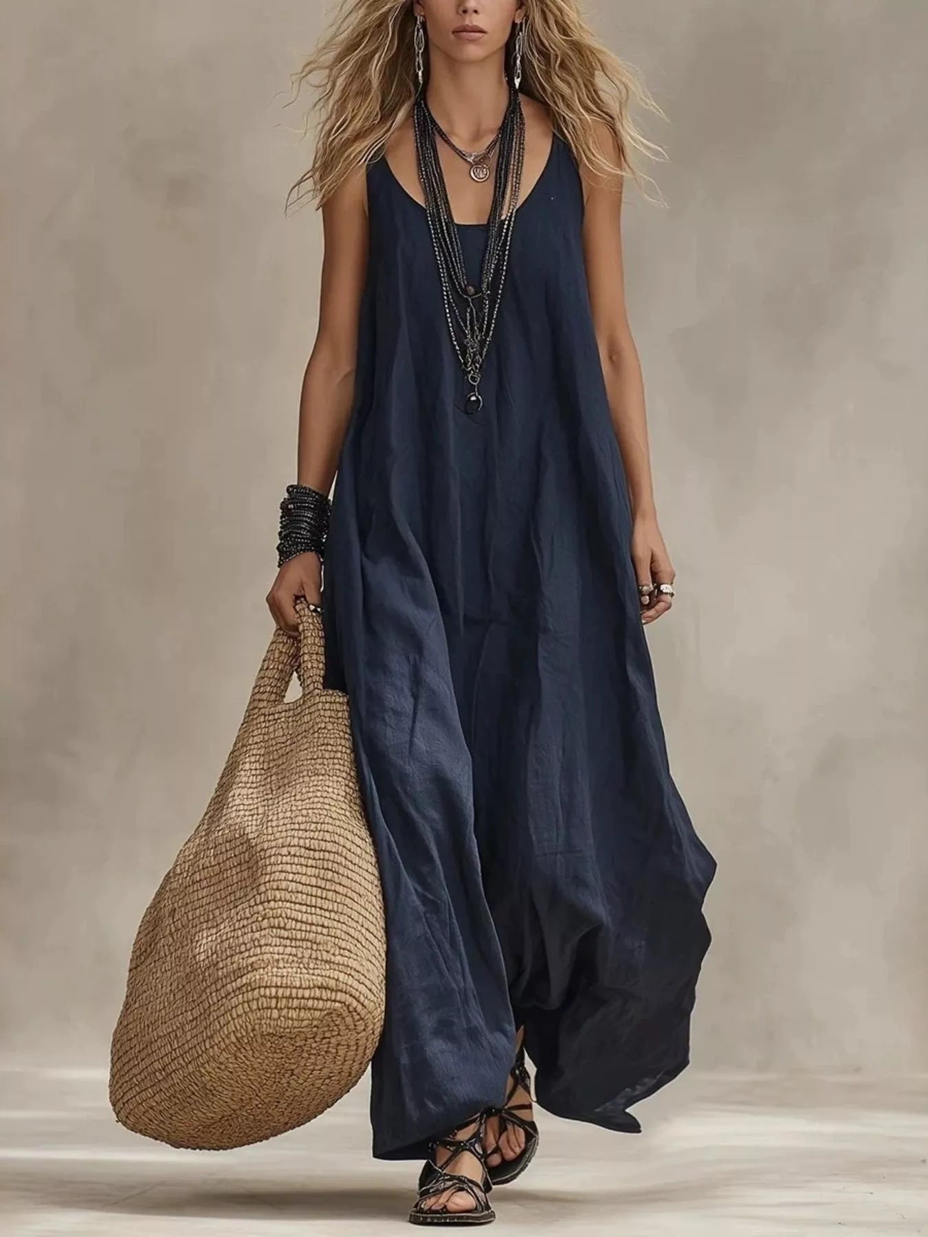 Full Size Scoop Neck Sleeveless Maxi Dress Plus Size