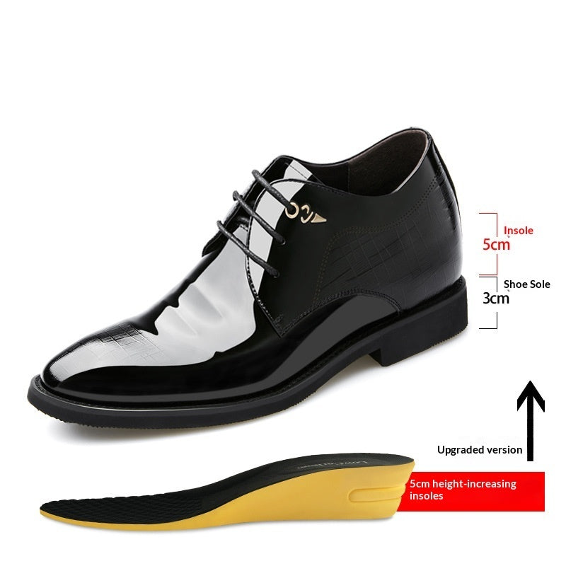 Men's Business Dress Leather Shoes With Hidden Heel
