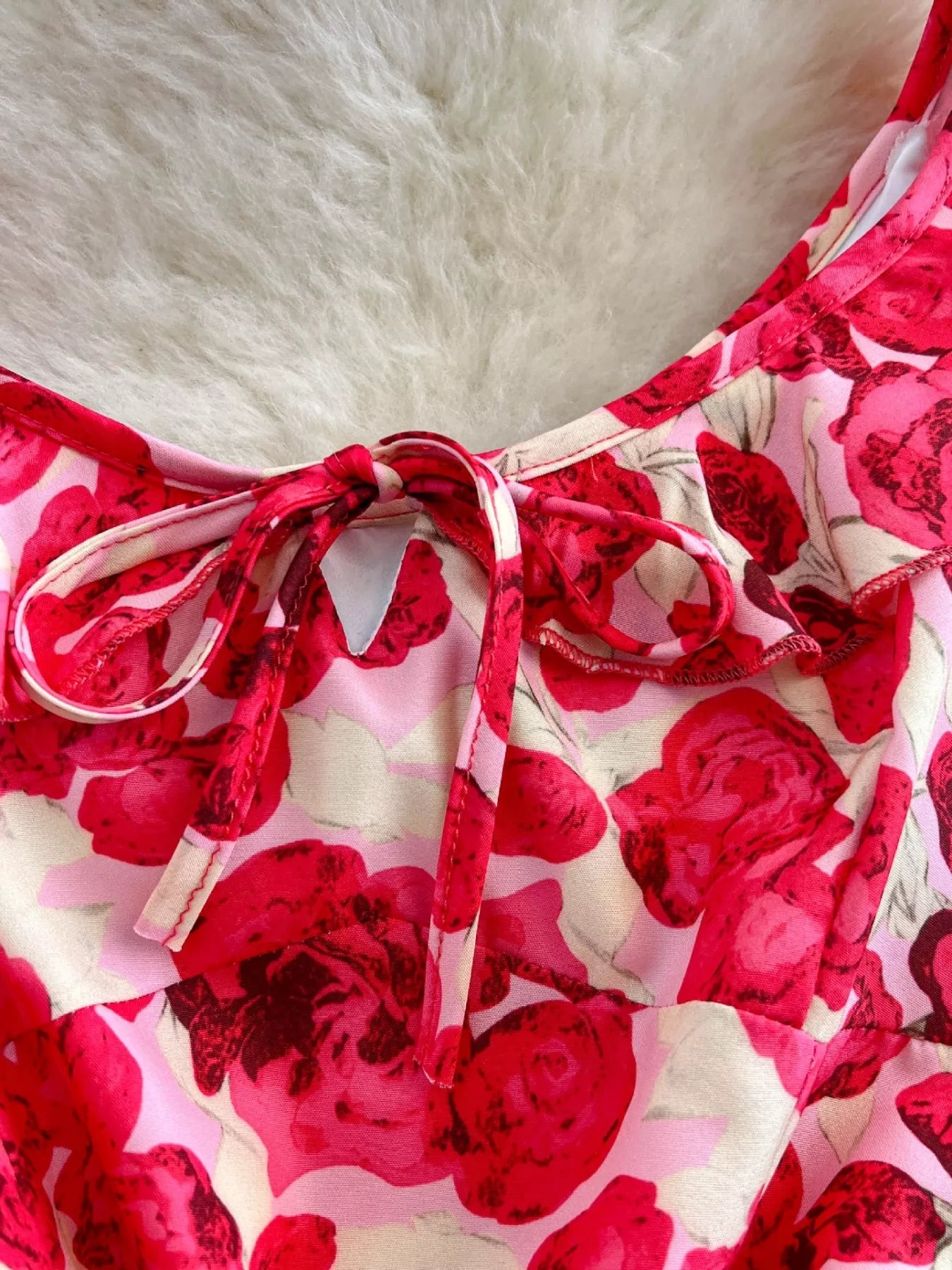 Floral Print Ruffle Trim Mini Dress