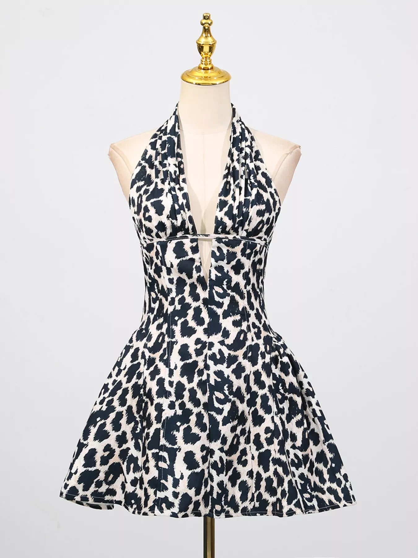 Leopard Print Halter Neck Mini Dress