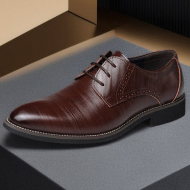 Mens Leather Shoes British-style Pointed-toe Breathable Formal Business Wear