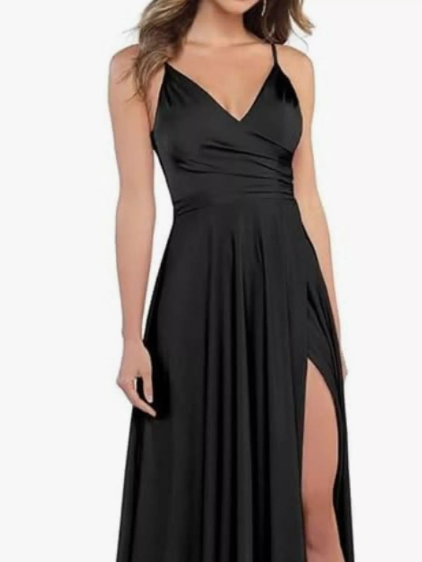Ruched Slit Maxi Cami Dress