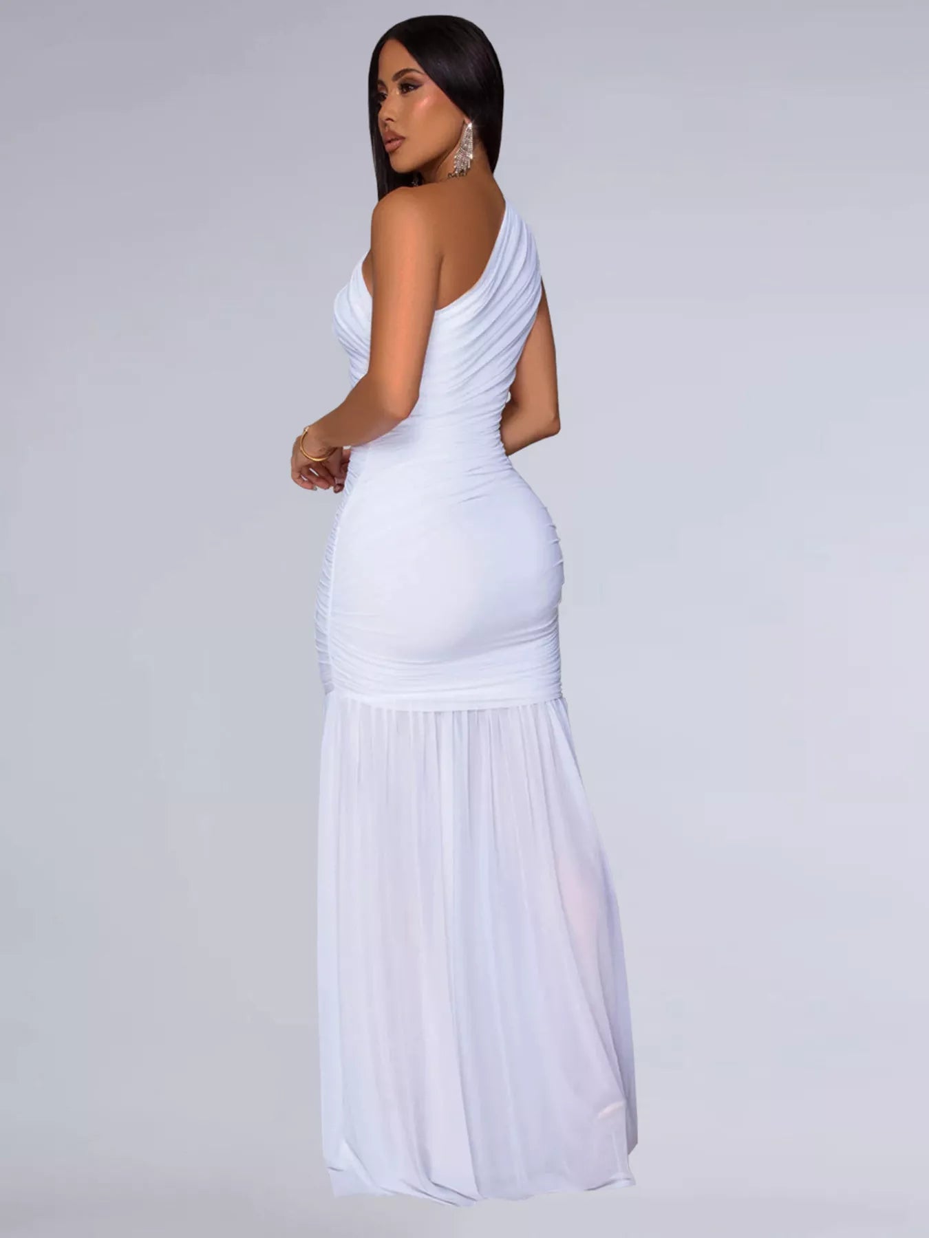 One-Shoulder Ruched Bodycon Maxi Dress