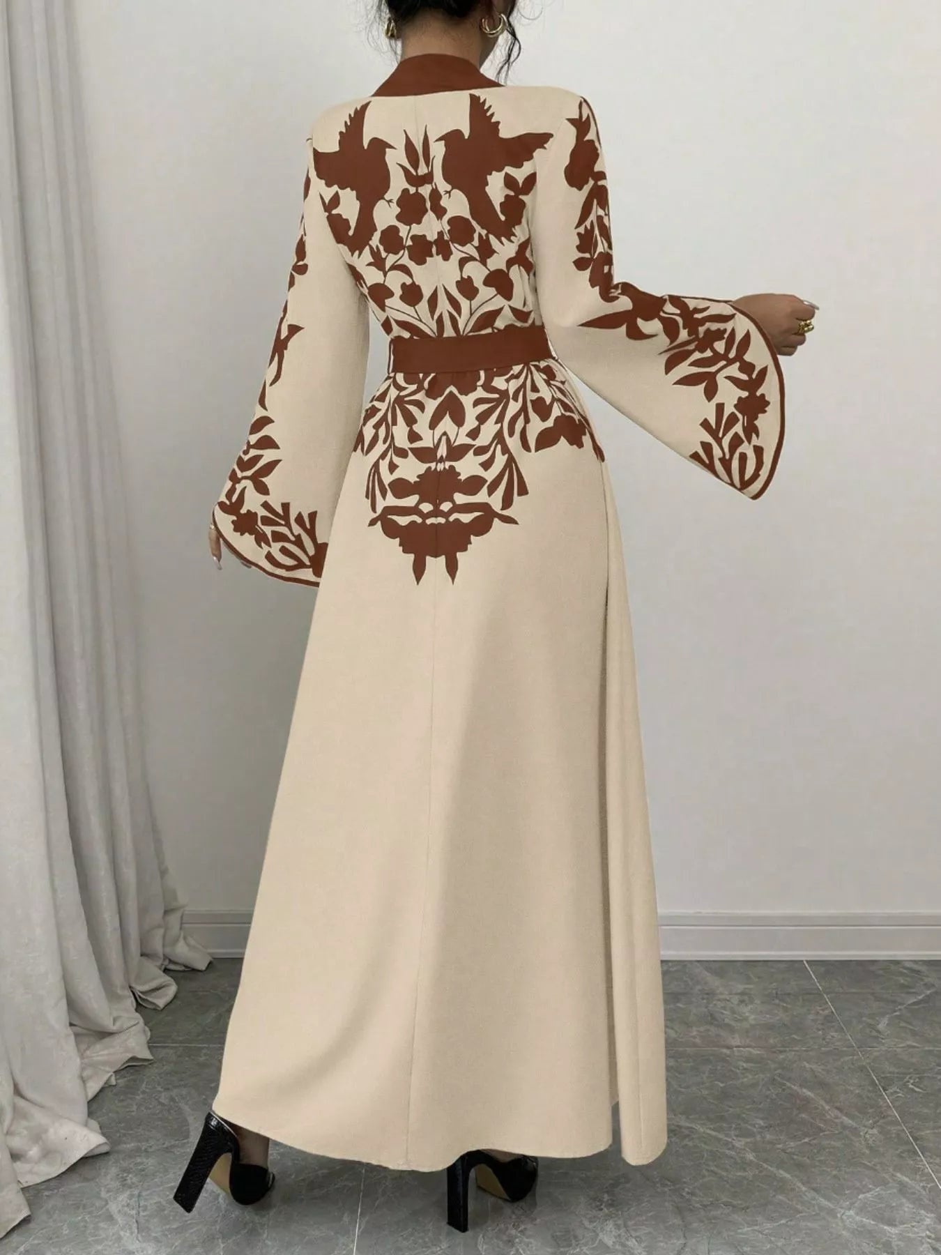 Printed Tie Waist Maxi Dress