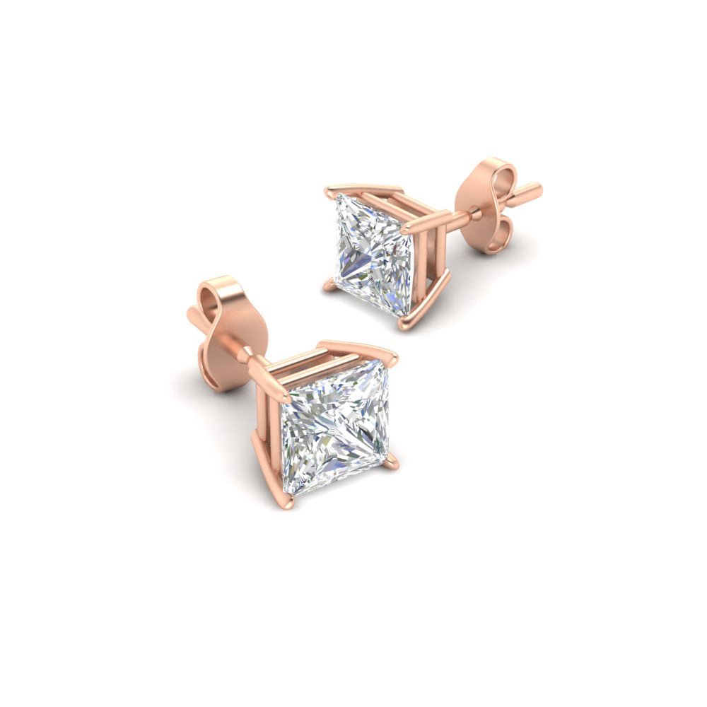 Princess-Cut Diamond Solitaire Stud Earrings [IGI Certified]