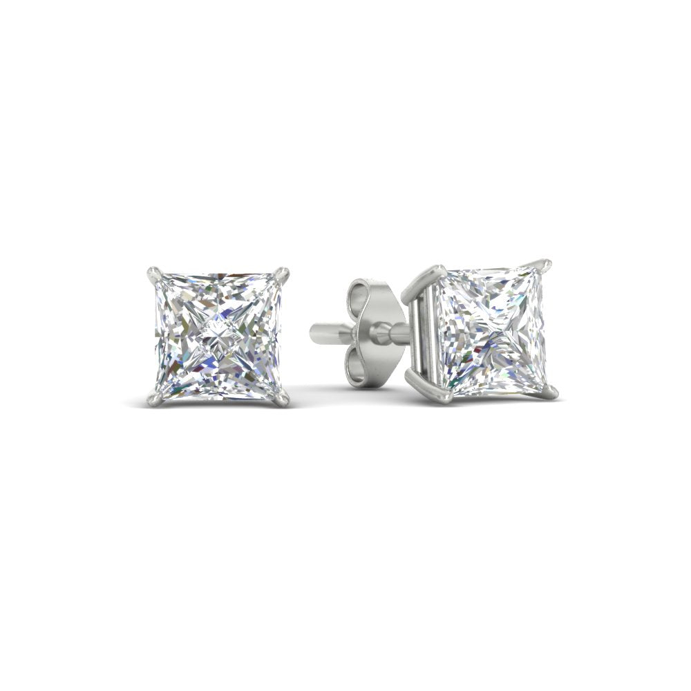 Princess-Cut Diamond Solitaire Stud Earrings [IGI Certified]