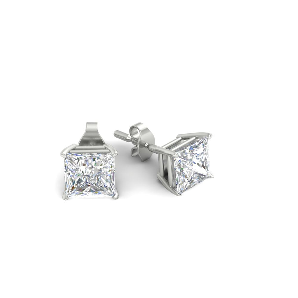 Princess-Cut Diamond Solitaire Stud Earrings [IGI Certified]