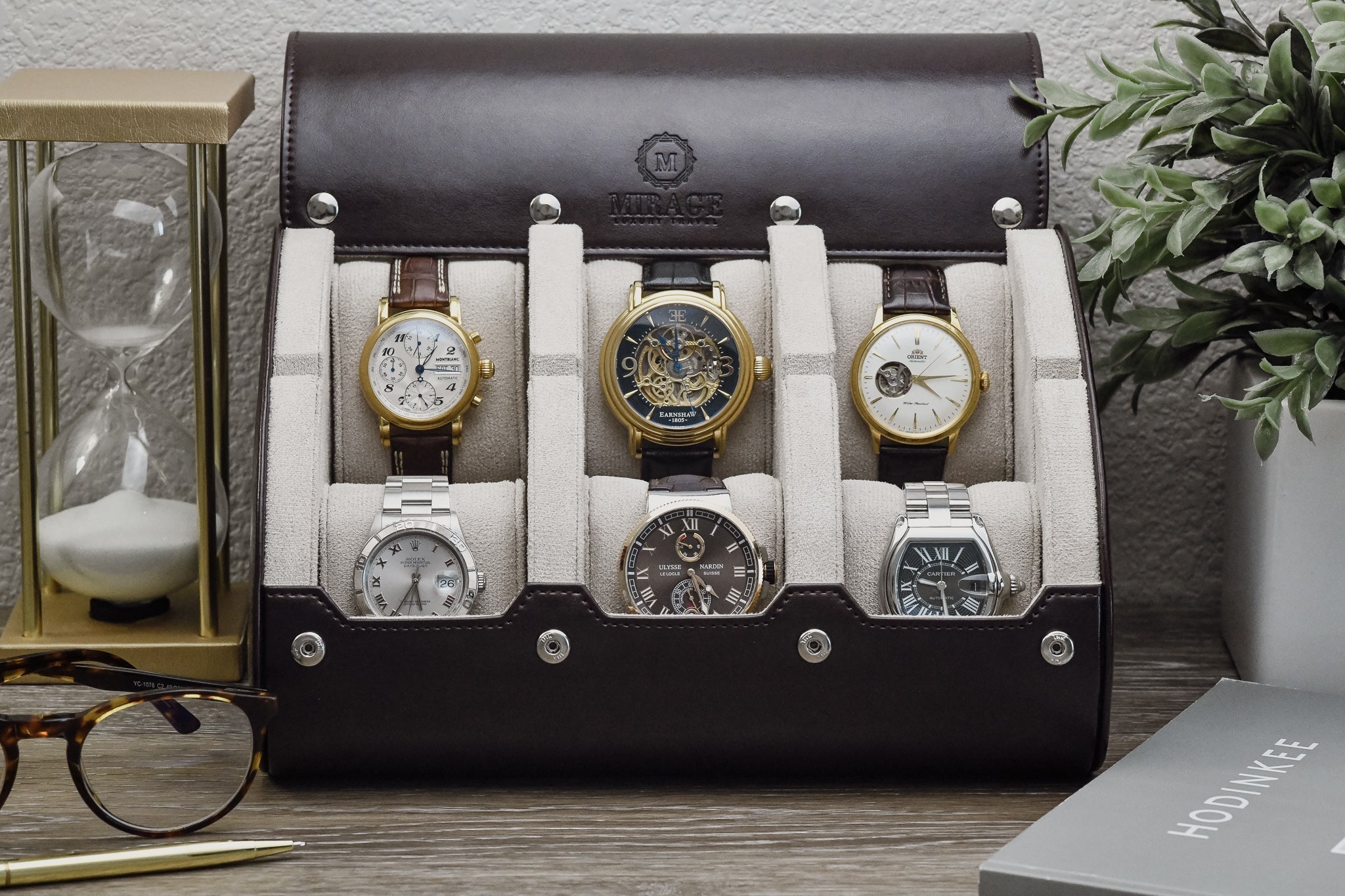 6 Watch Case - Espresso Brown (Ivory White) - Overture Gifts