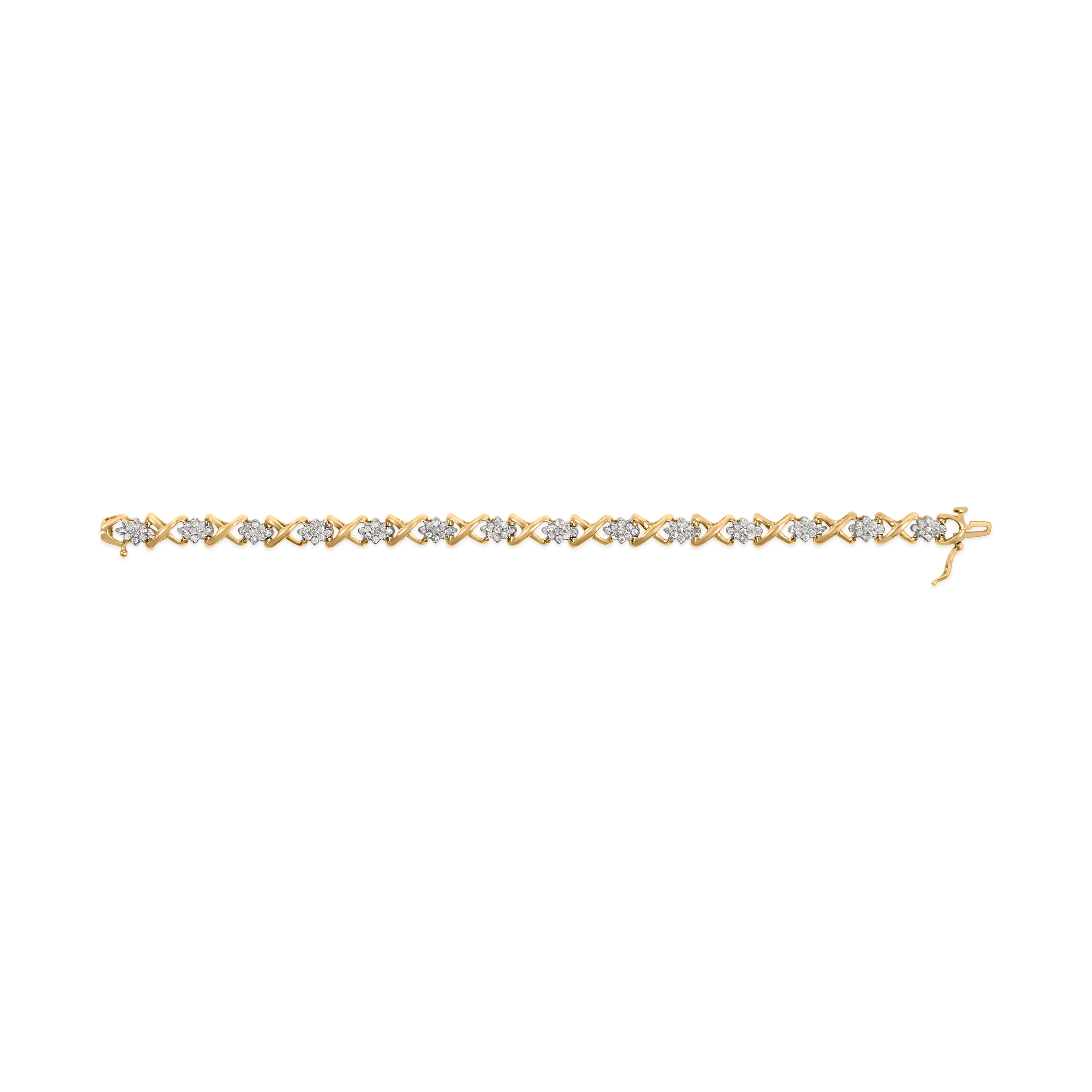 10k Yellow Gold Plated .925 Sterling Silver 2.00 Cttw Round-Cut Diamond Link 7" Bracelet (H-I Color, I2-I3 Clarity)