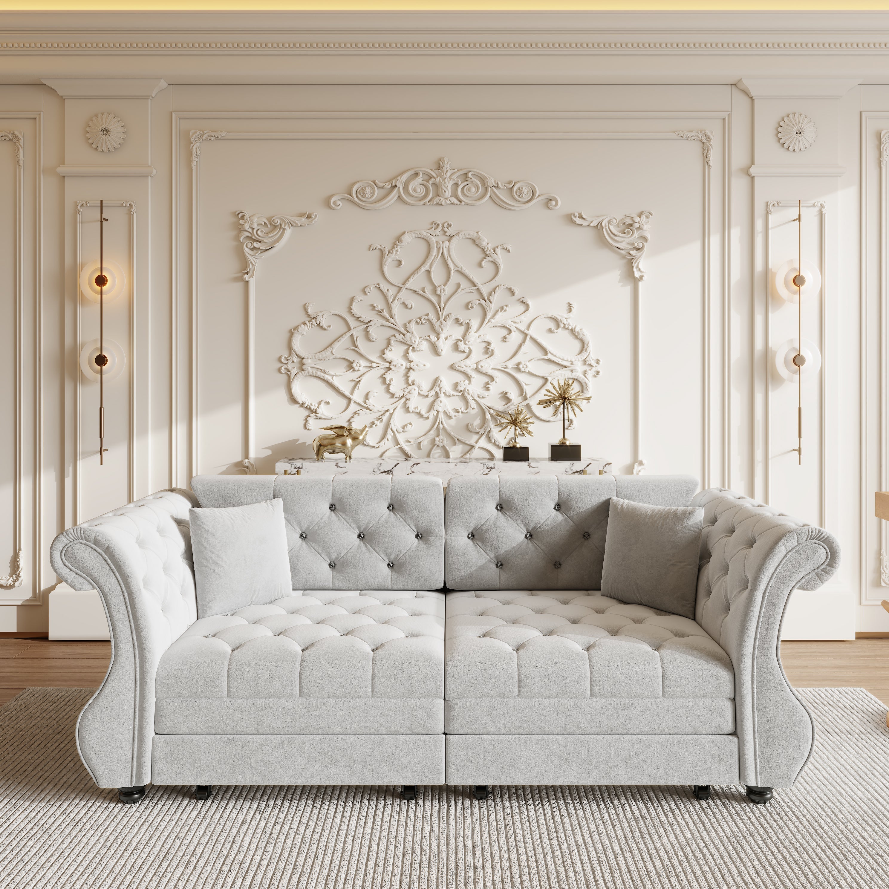 83.8" Oversized Chesterfield Pull Out Sofa Bed