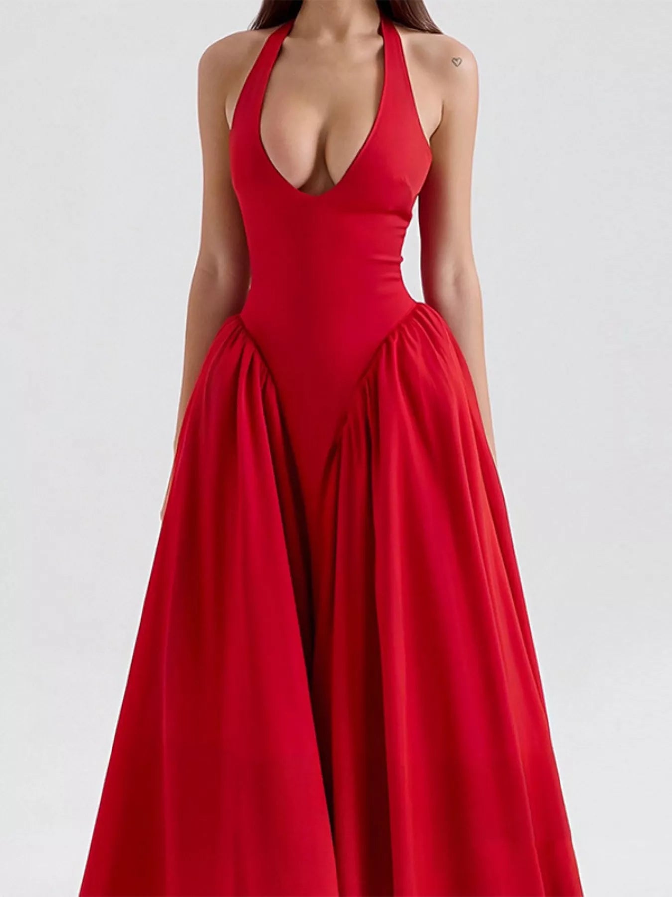 Halter Neck Midi Dress with Pockets