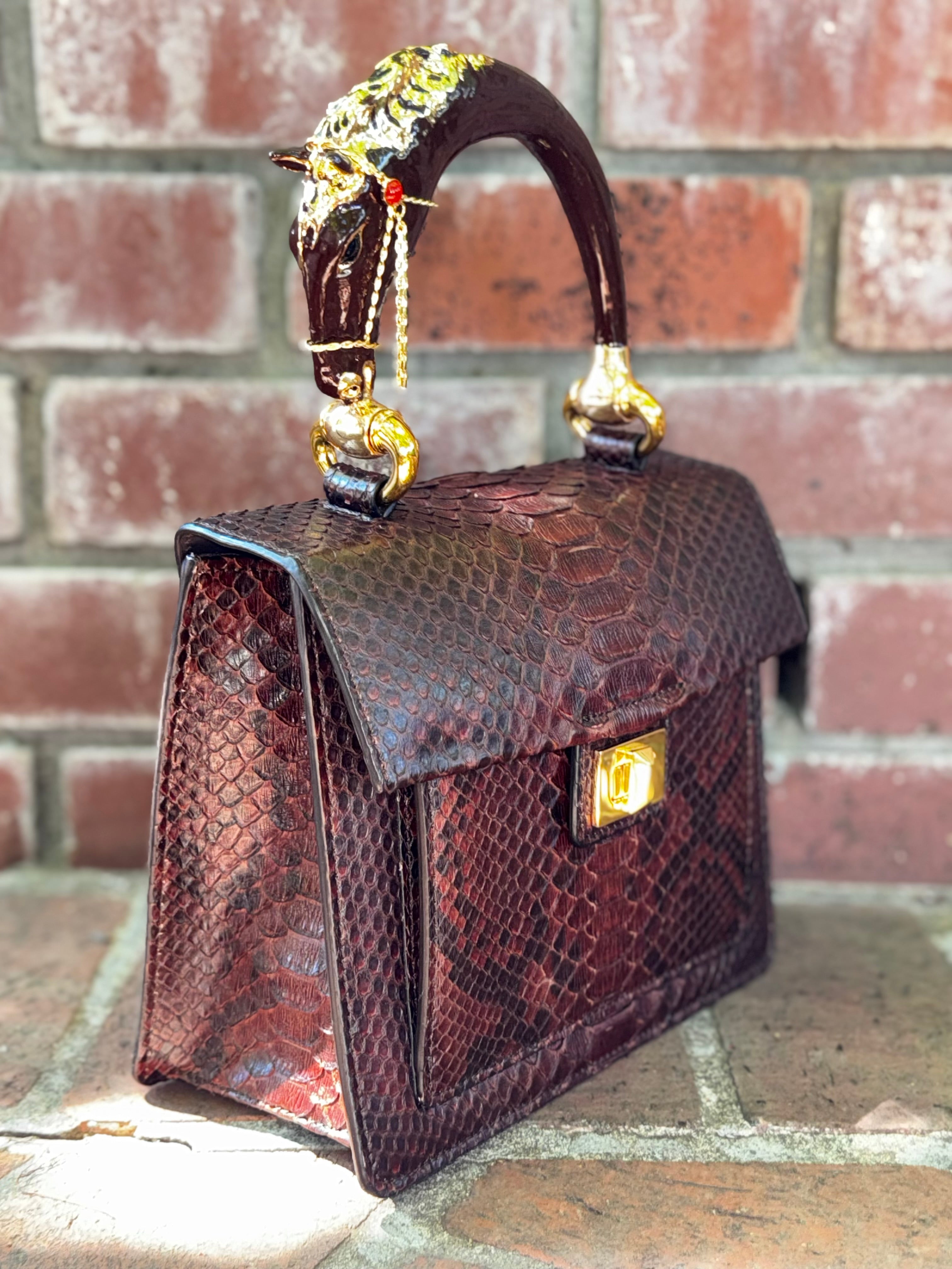Sienna Horse Handle Handbag
Authentic Multi-Toned Brown Python