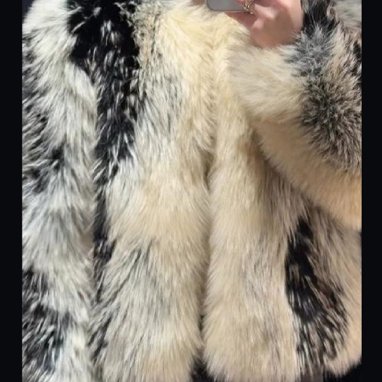 Arrival Multi-Color Short Fur Coat Trendy Padded Patchwork Fuzzy Jacket