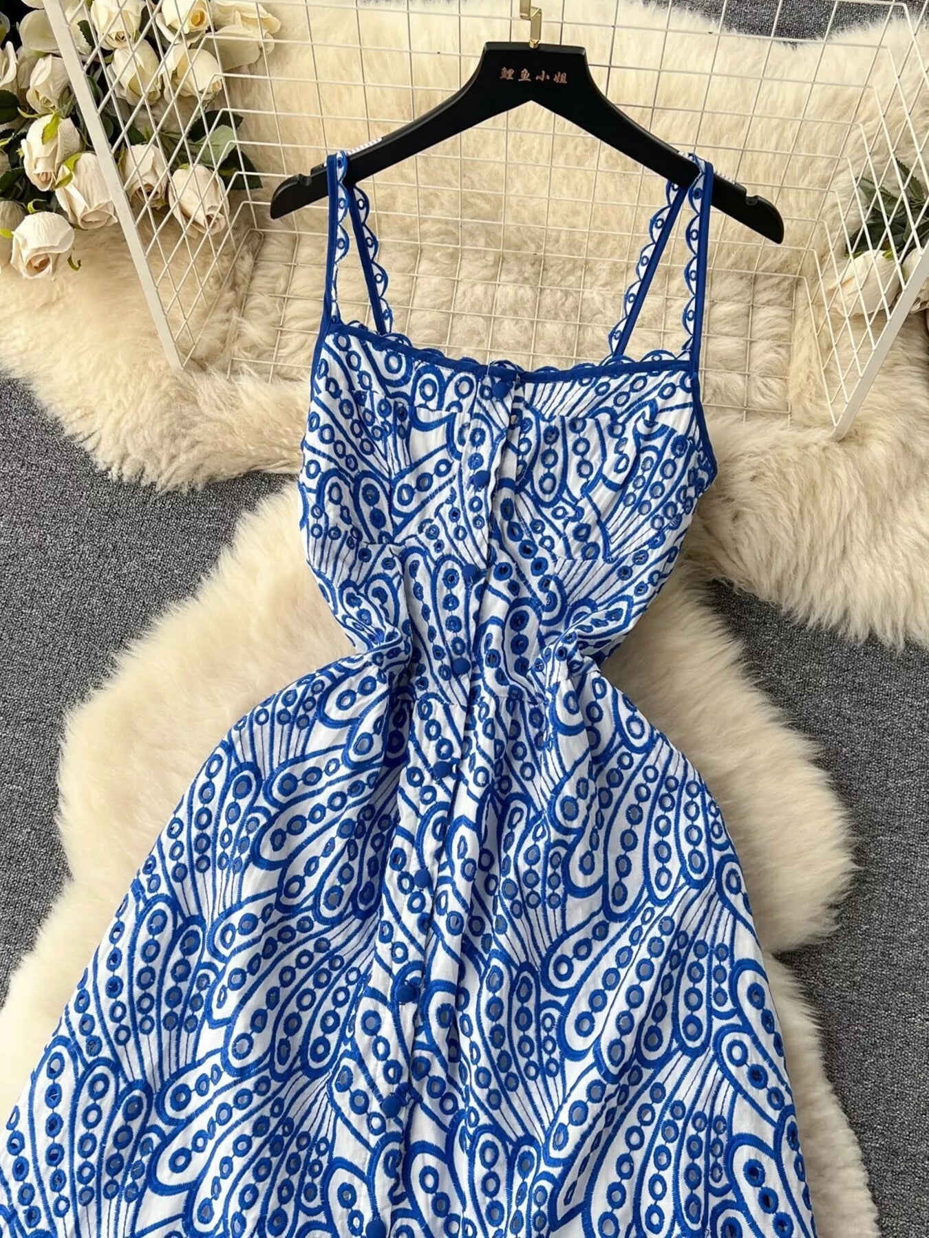 Eyelet Embroidered Tiered Cami Dress