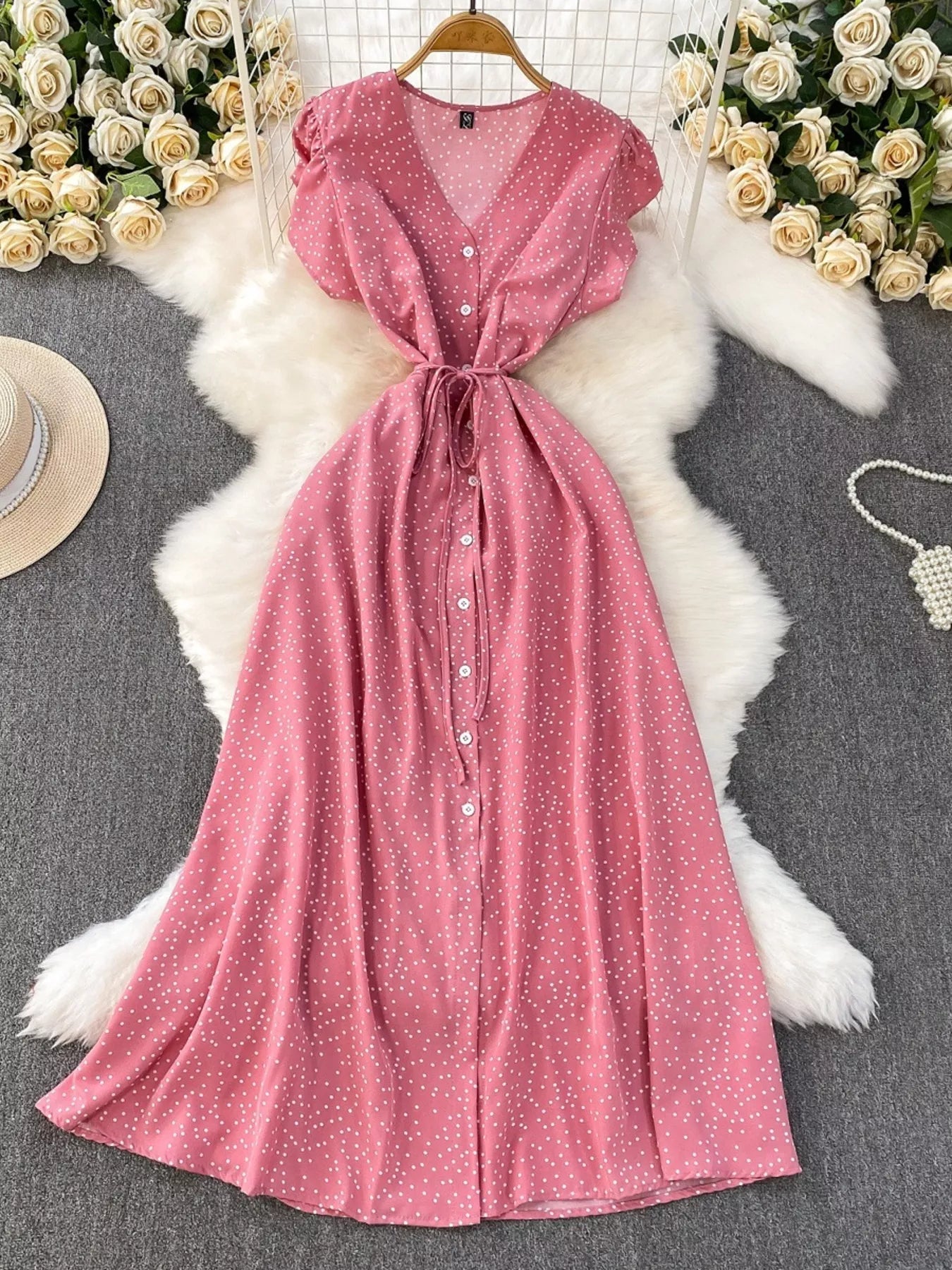 Polka Dot Button-Down Dress