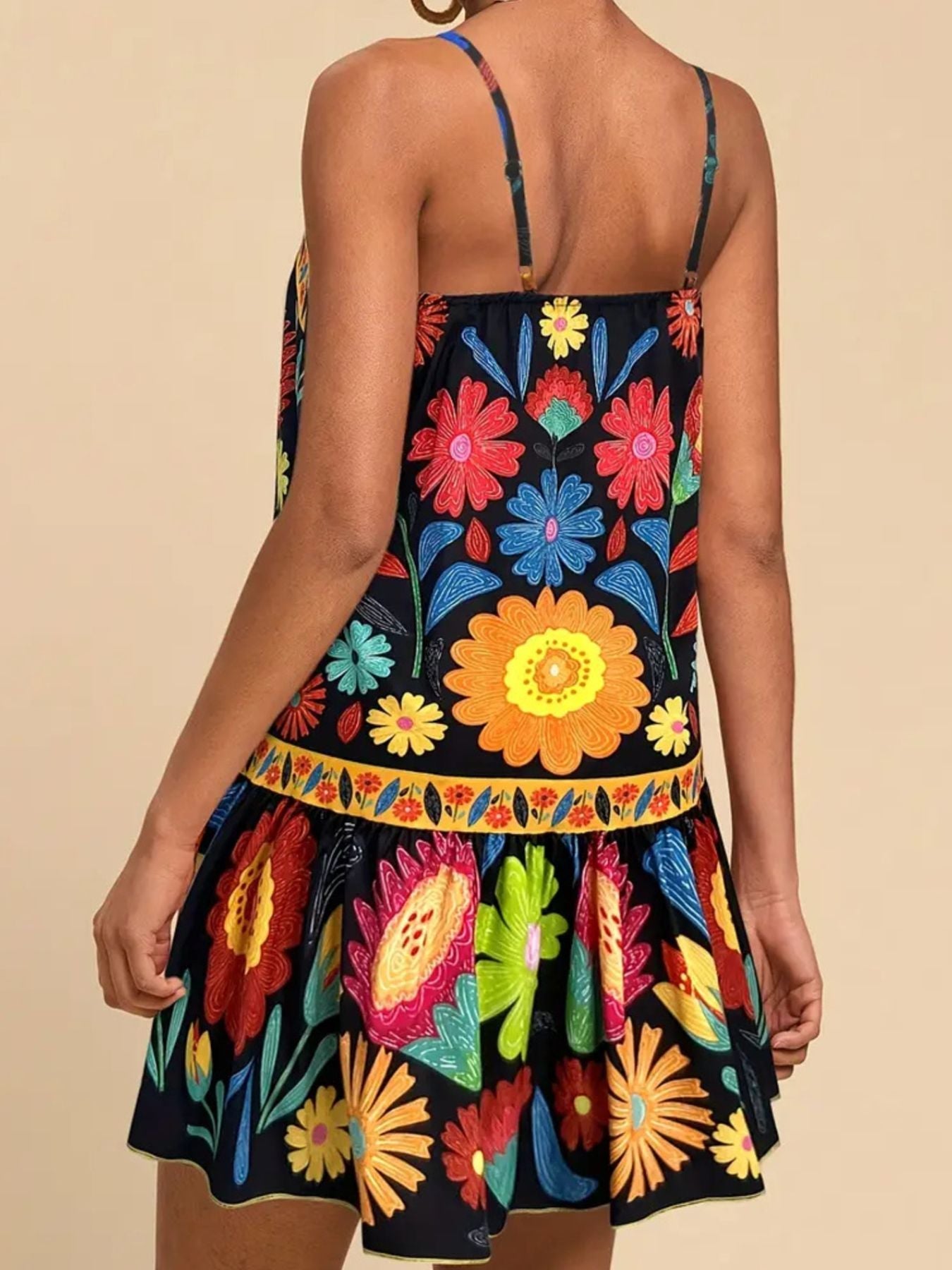 Floral Print Sleeveless Mini Dress